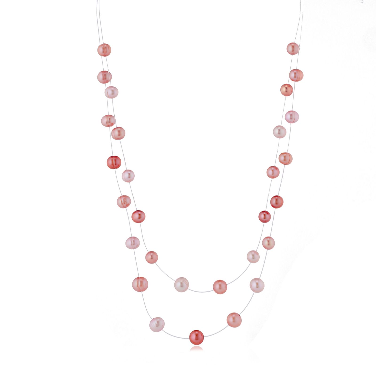 Lara Pearl 6-8mm Freshwater Floating Pearl 45cm Necklace Stainless Steel