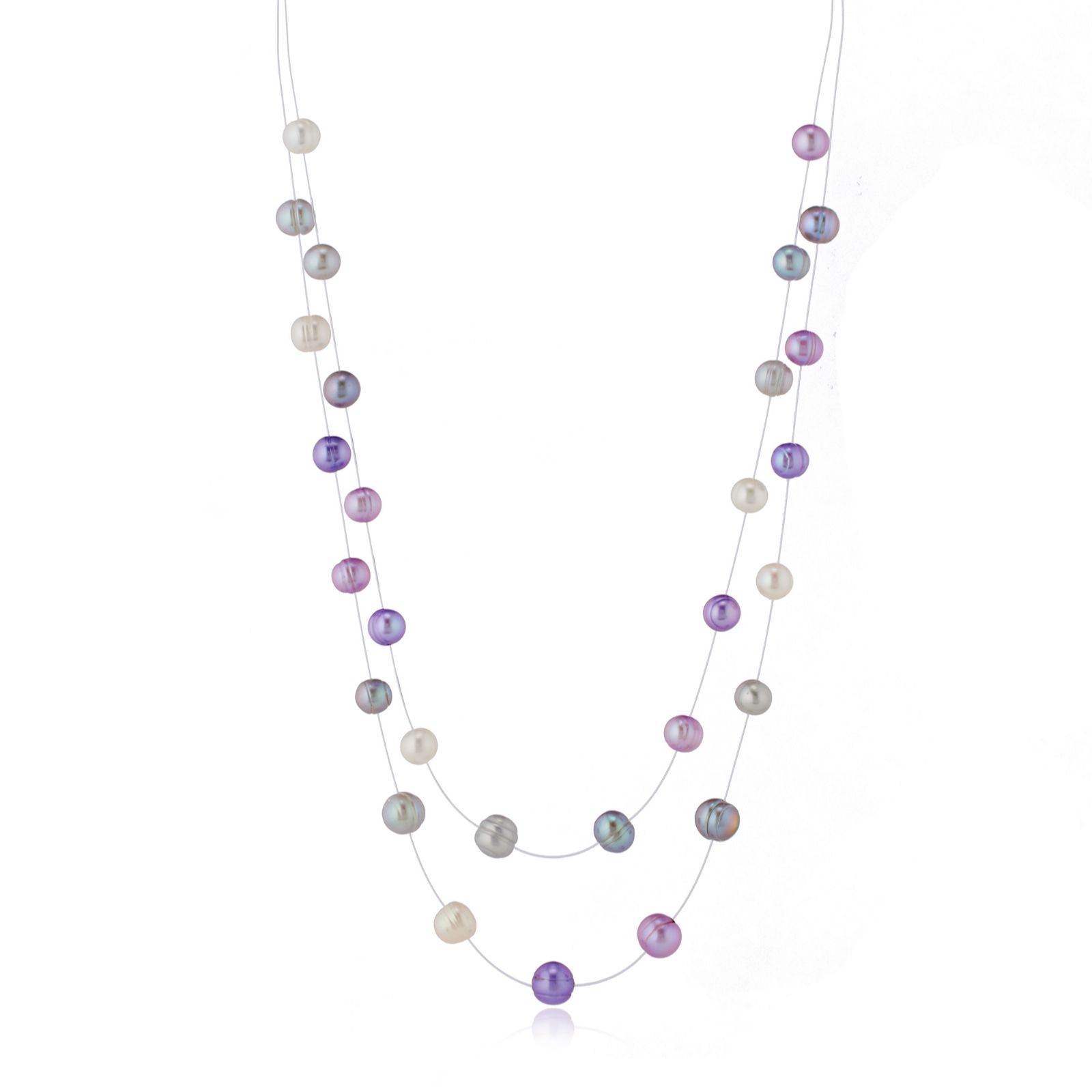 Lara Pearl 6-8mm Freshwater Floating Pearl 45cm Necklace Stainless Steel