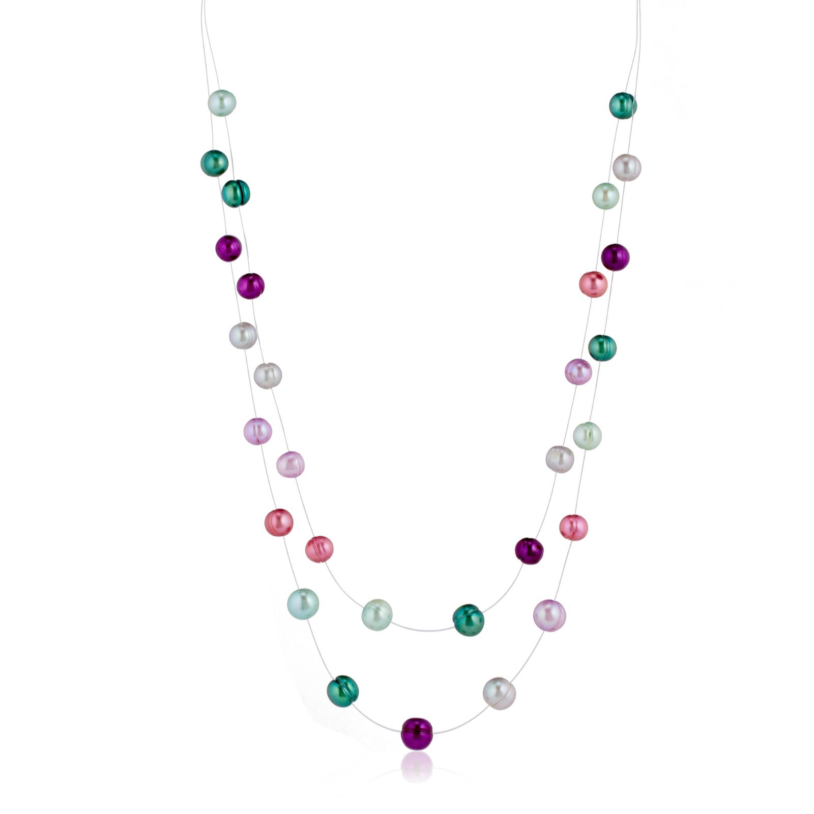 Lara Pearl 6-8mm Freshwater Floating Pearl 45cm Necklace Stainless Steel