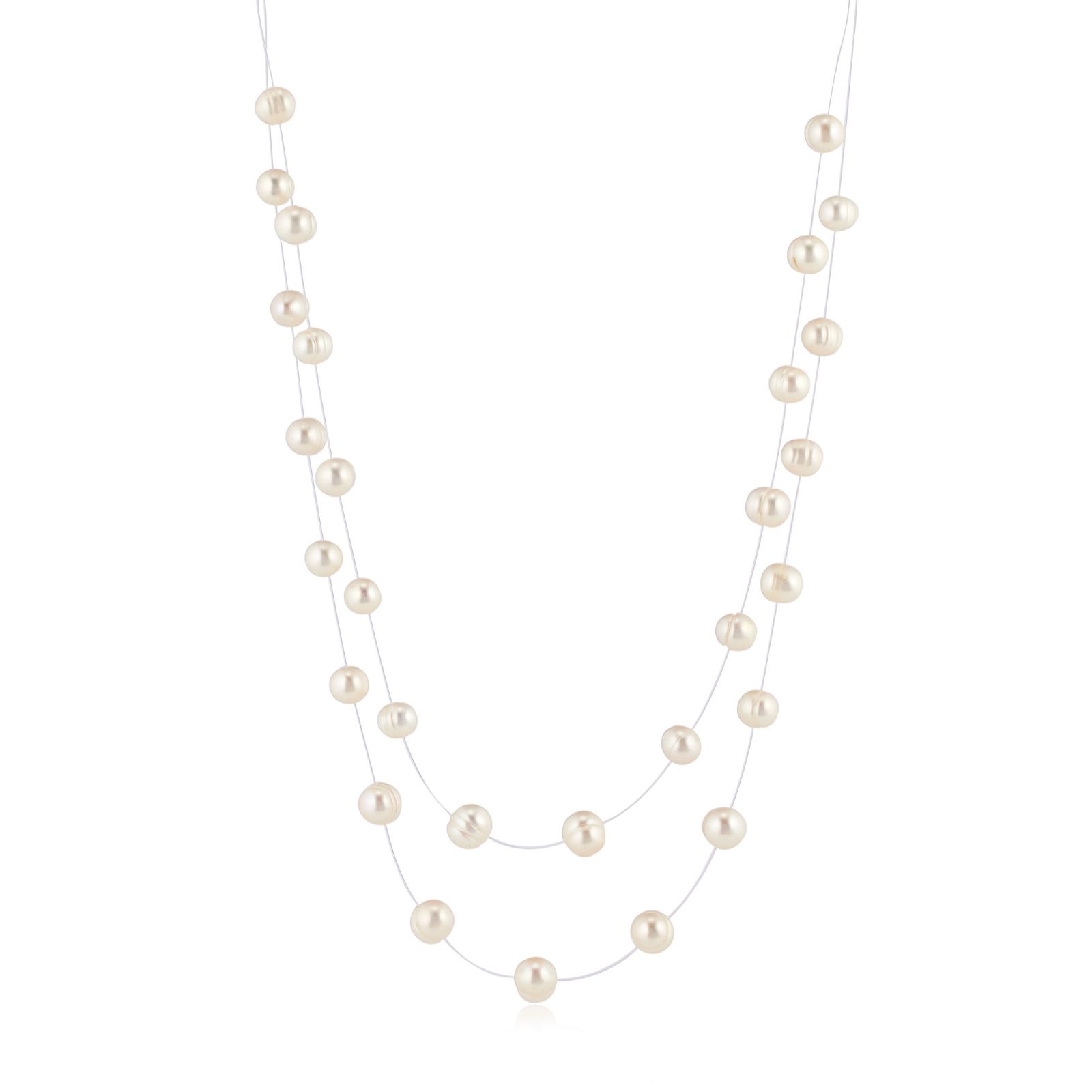 Lara Pearl 6-8mm Freshwater Floating Pearl 45cm Necklace Stainless Steel
