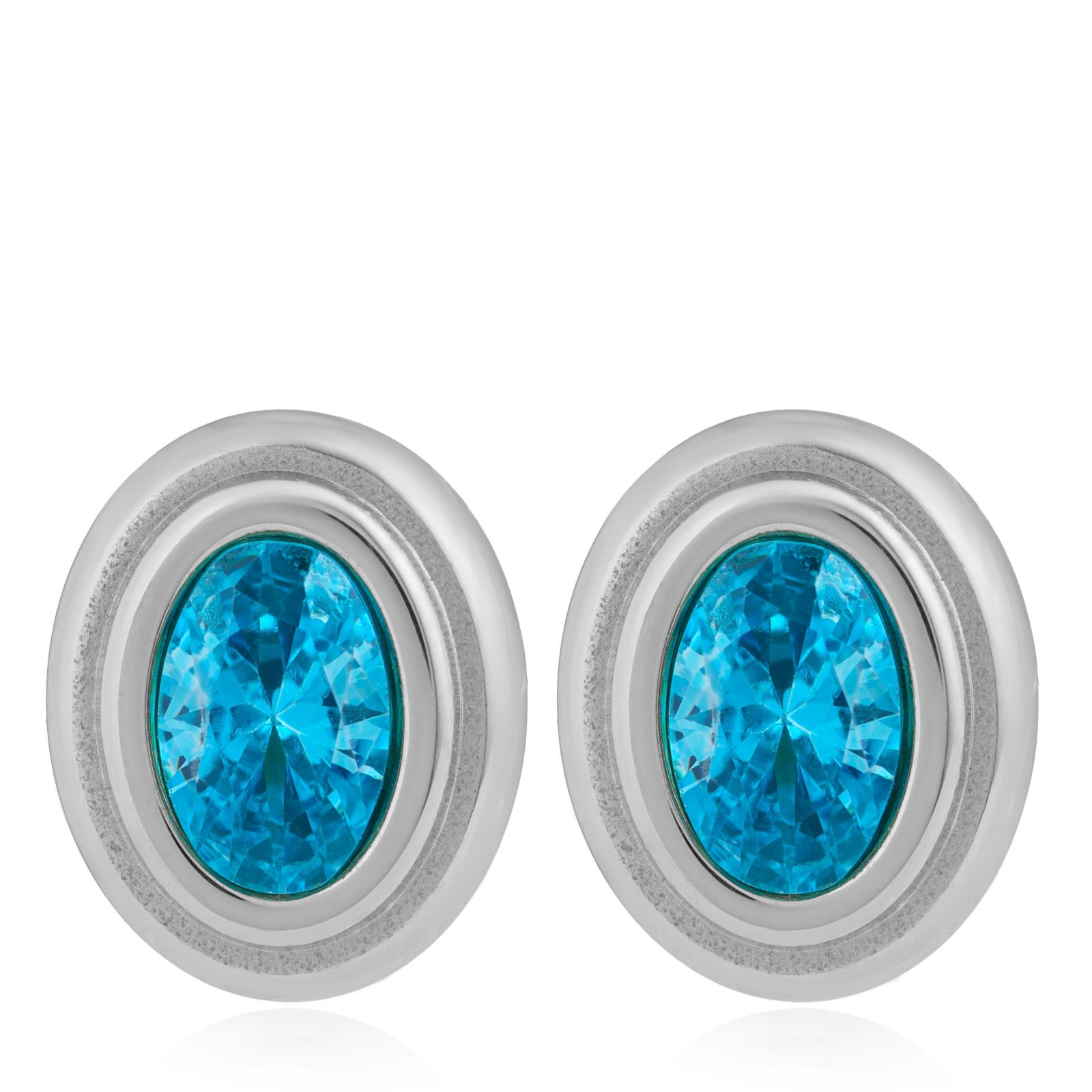 Steel by Diamonique Oval Stud Earrings