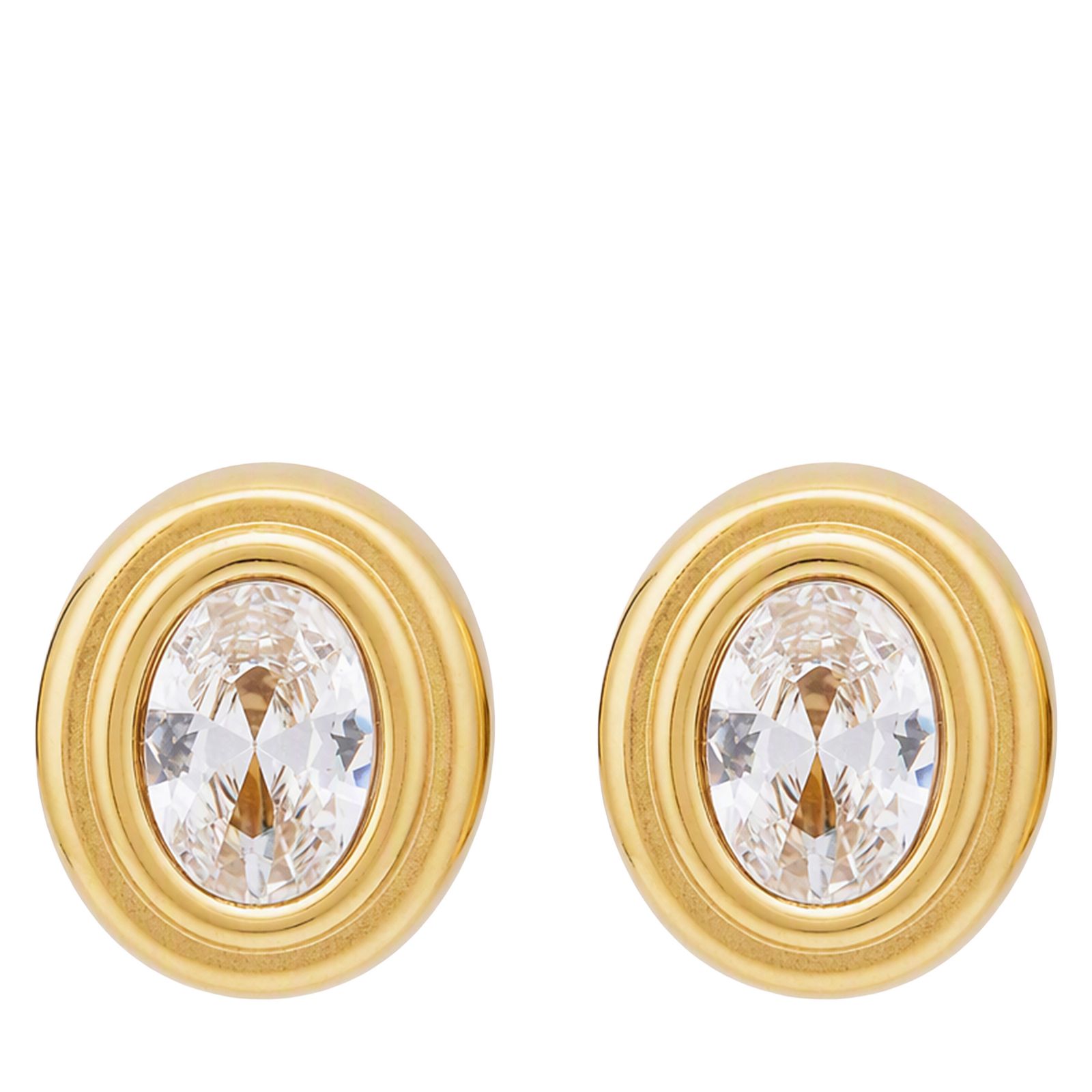 Steel by Diamonique Oval Stud Earrings