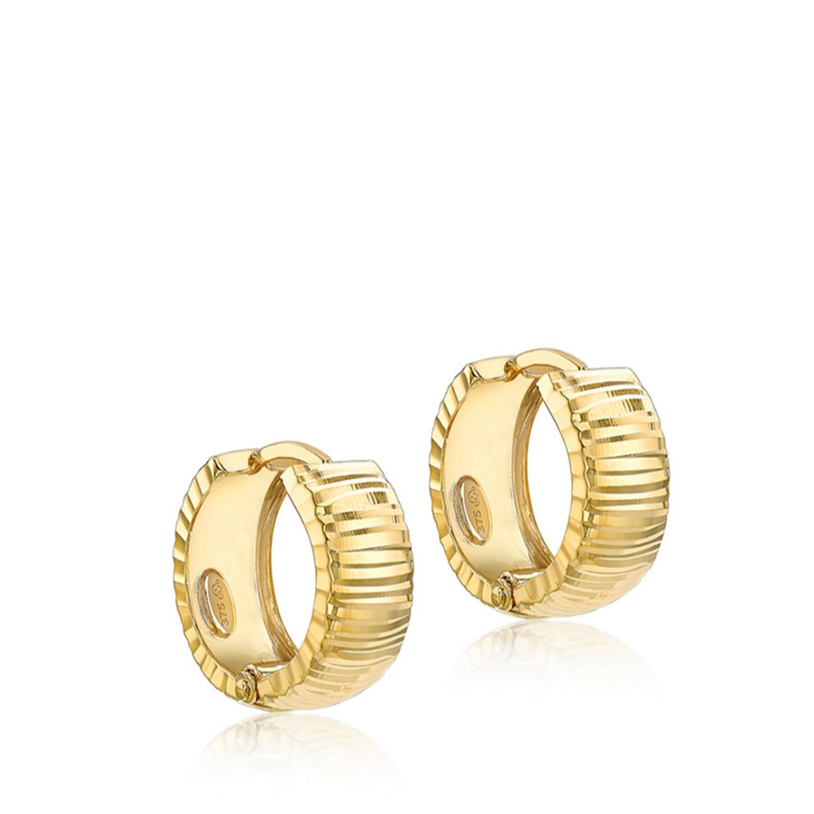 Gold 9ct Gold Multi Facet Huggy Earrings