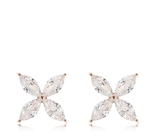 Diamonique 2ct tw Marquise Flower Studs Sterling Silver