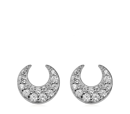 Diamonique 0.28 ct tw Moon Stud Earrings Sterling Silver