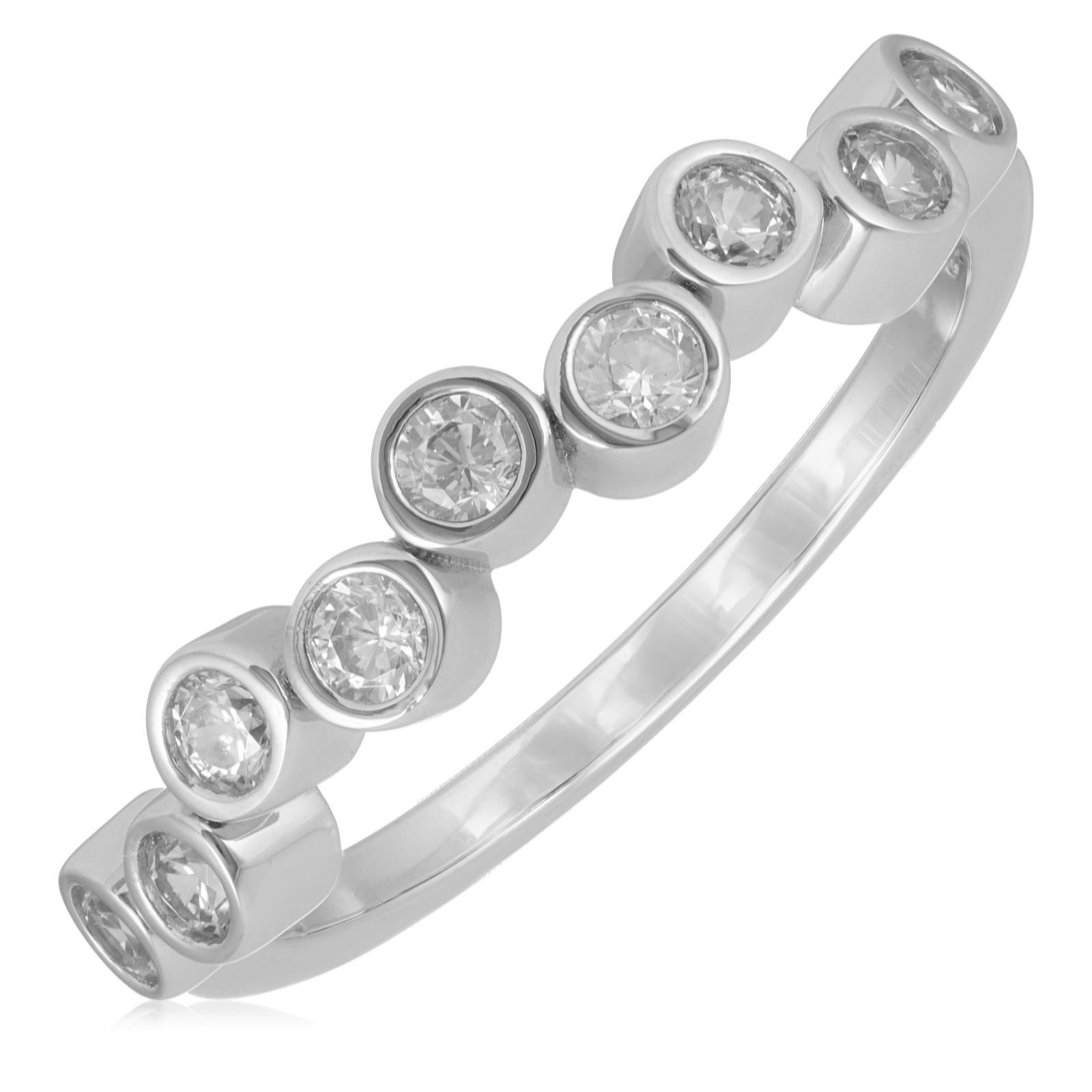 Diamonique 0.36ct tw Bubble Ring Sterling Silver - QVC UK