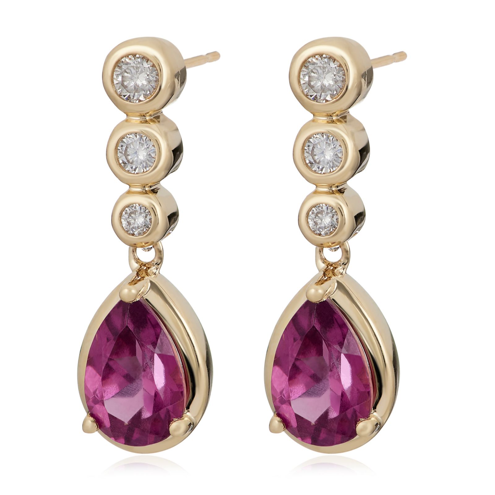 0.95ct Malawi Garnet 0.10ctDiamond Pear Cut Drop Earrings 14ct Gold