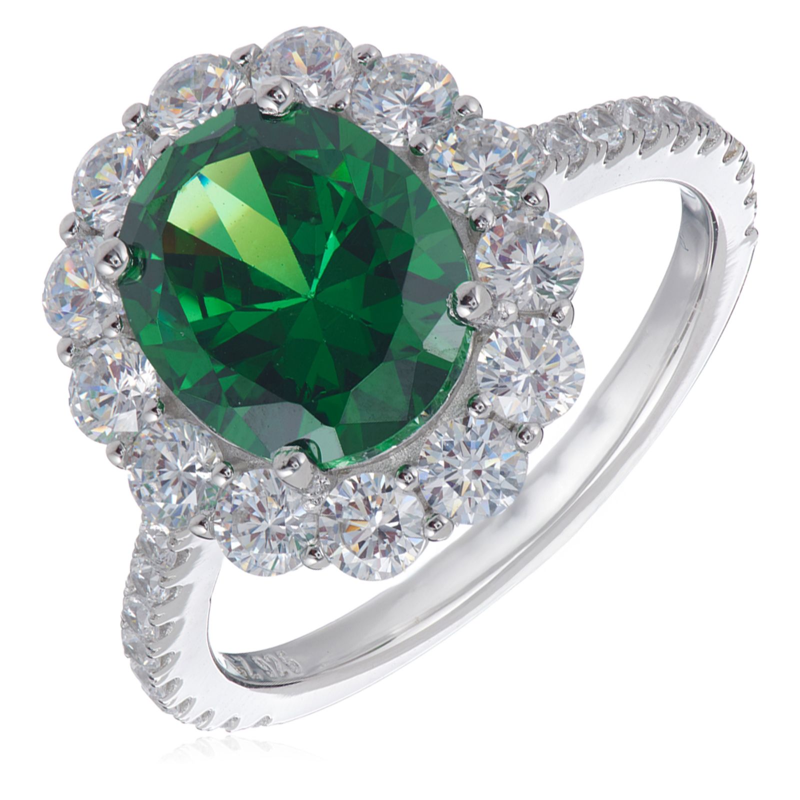 Diamonique 5.5ct Oval Cut Halo Ring Sterling Silver