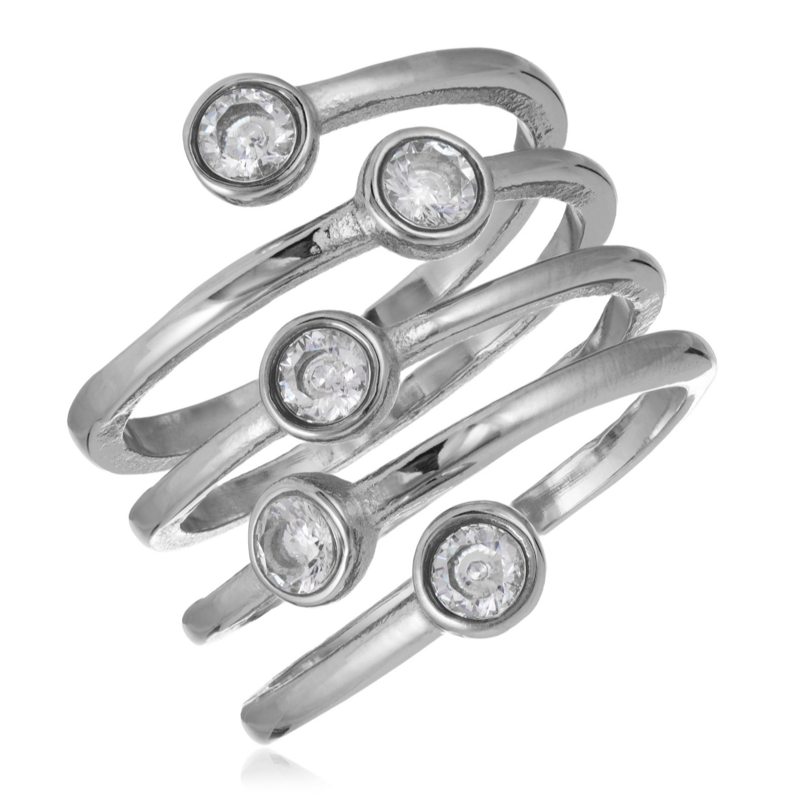 Steel by Diamonique Bezel Set Open Ring Stainless Steel