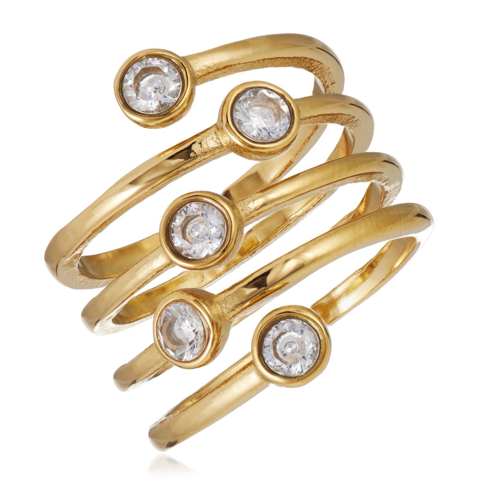 Steel by Diamonique Bezel Set Open Ring Stainless Steel