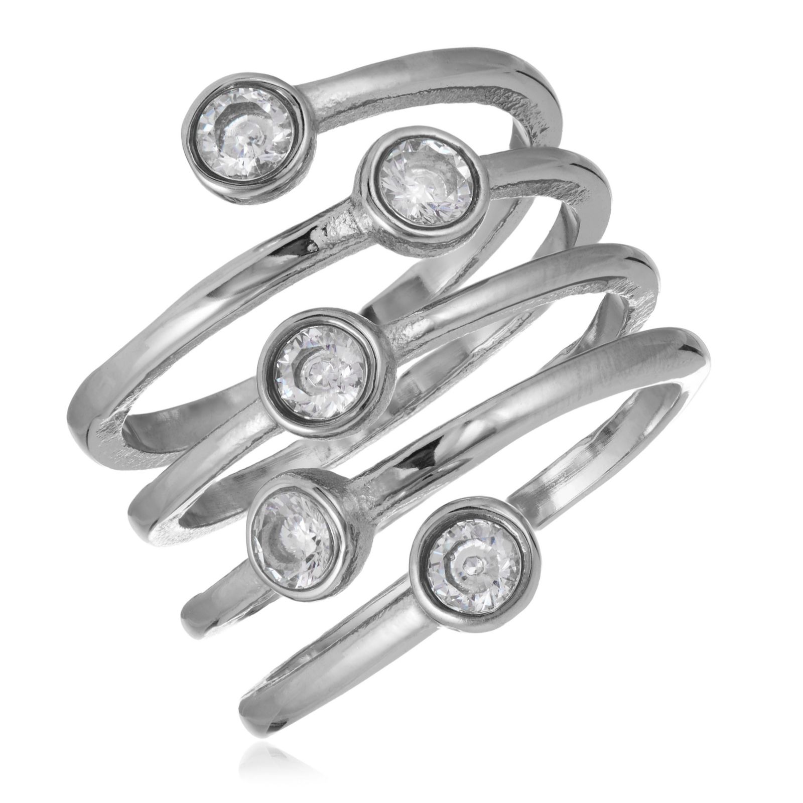 Steel by Diamonique Bezel Set Open Ring Stainless Steel