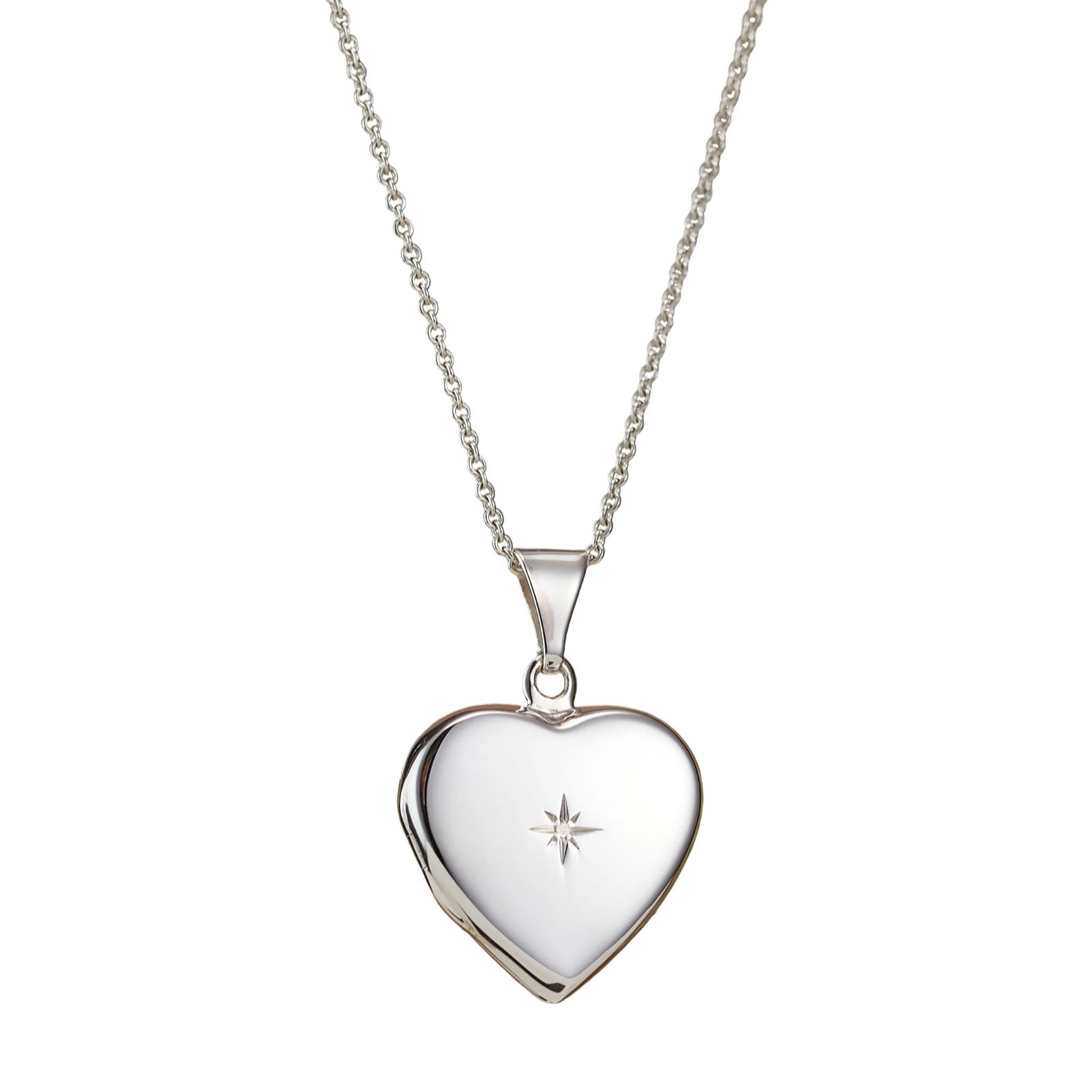 Posh Totty Designs Heart Locket Necklace with Diamond Sterling Silver