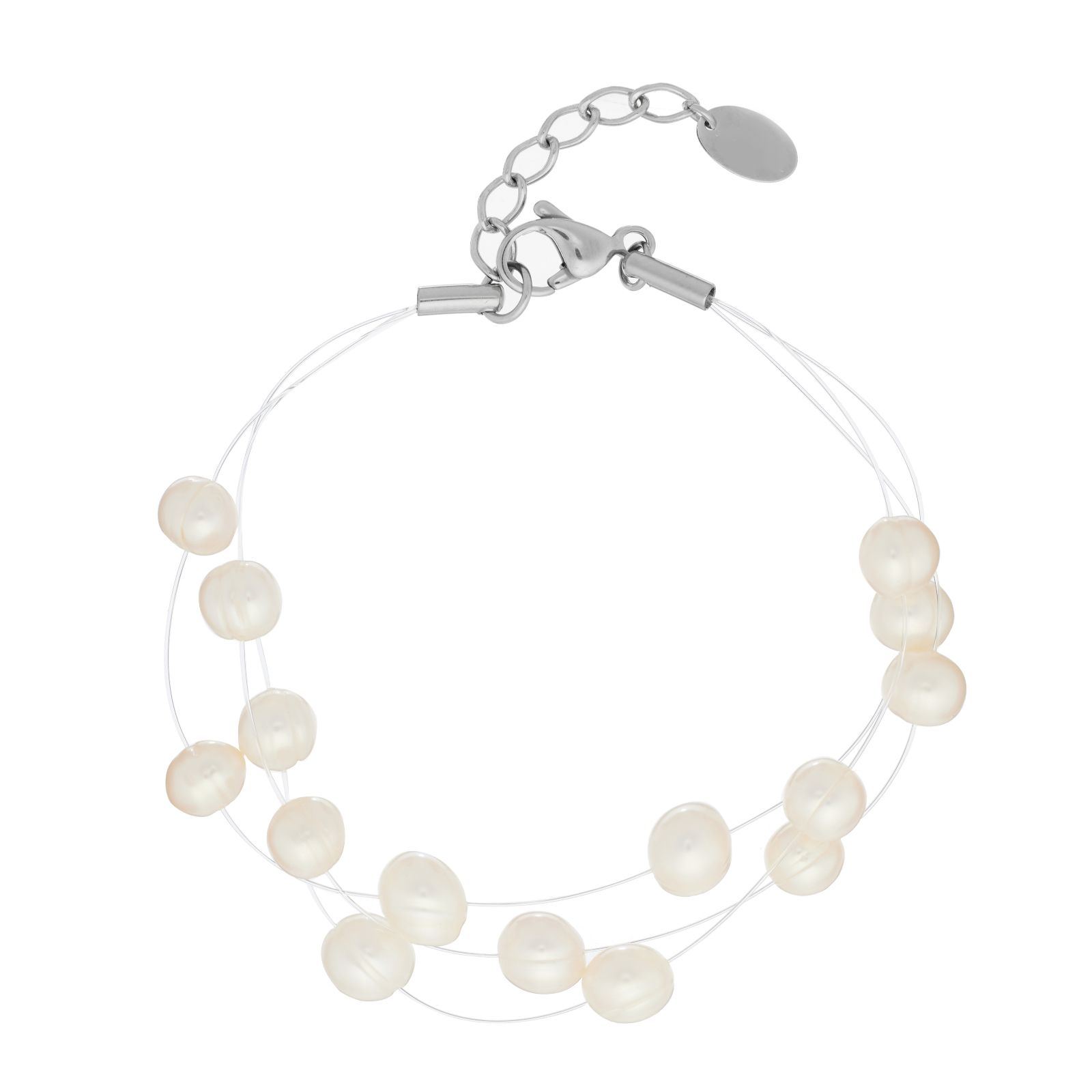 Lara Pearl 6-7mm Floating Pearl 19cm Bracelet Stainless Steel