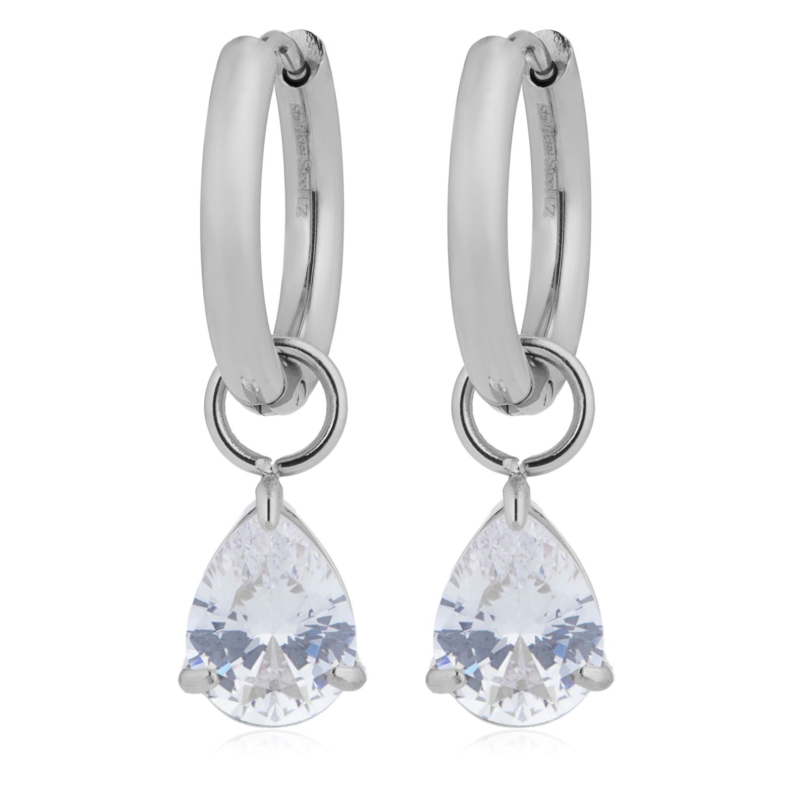 Steel By Diamonique Choice of Cut Hoop Earring