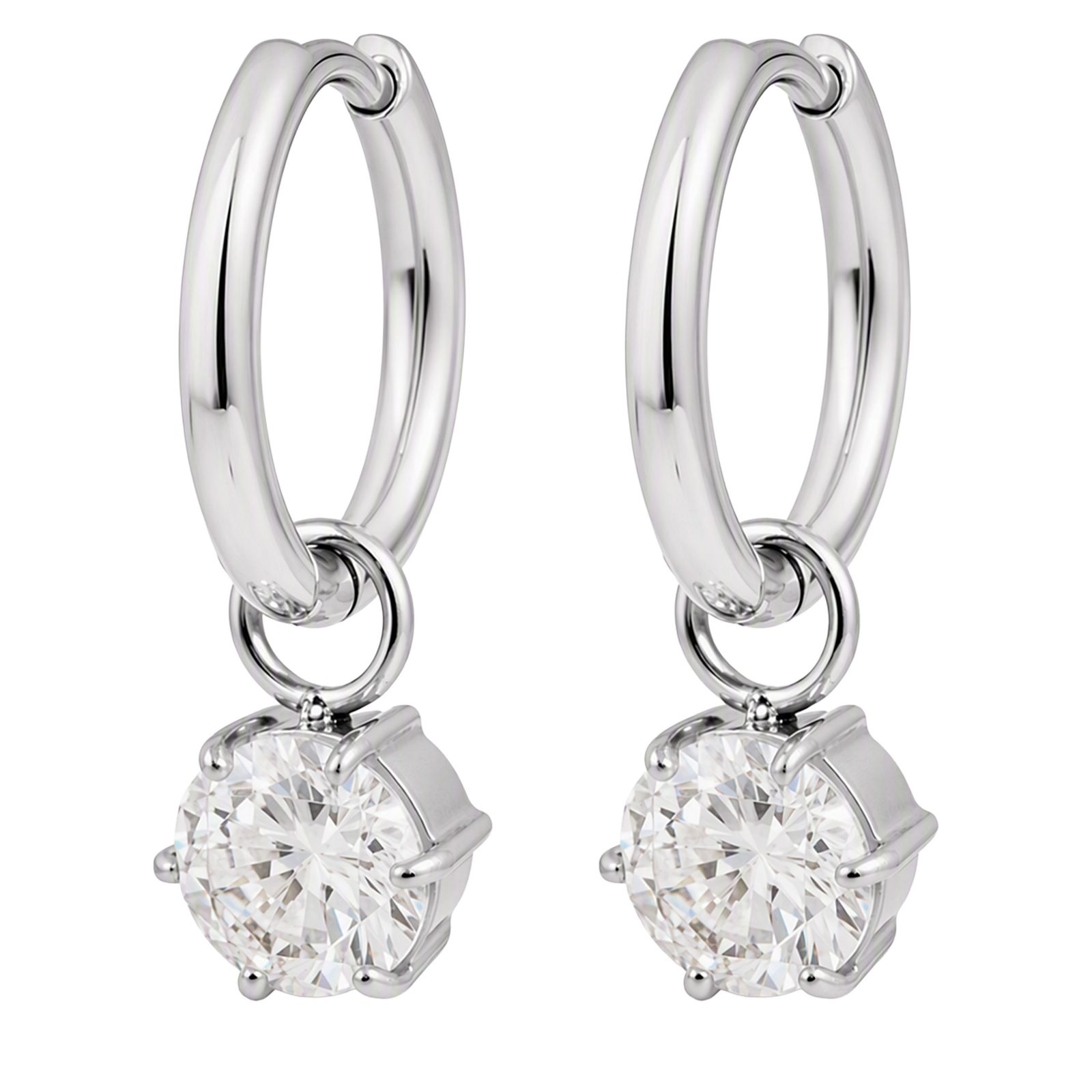 Steel By Diamonique Choice of Cut Hoop Earring