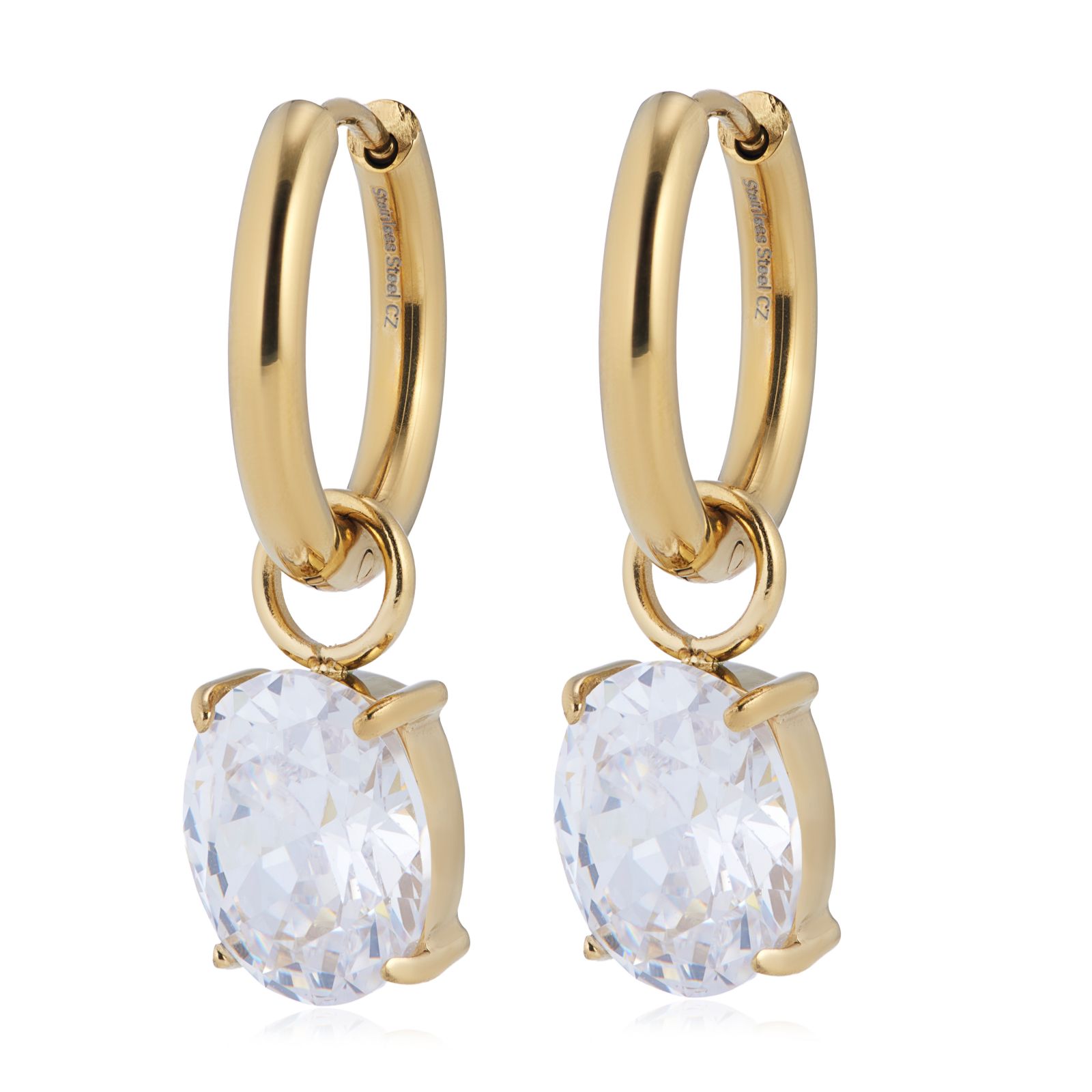 Steel By Diamonique Choice of Cut Hoop Earring