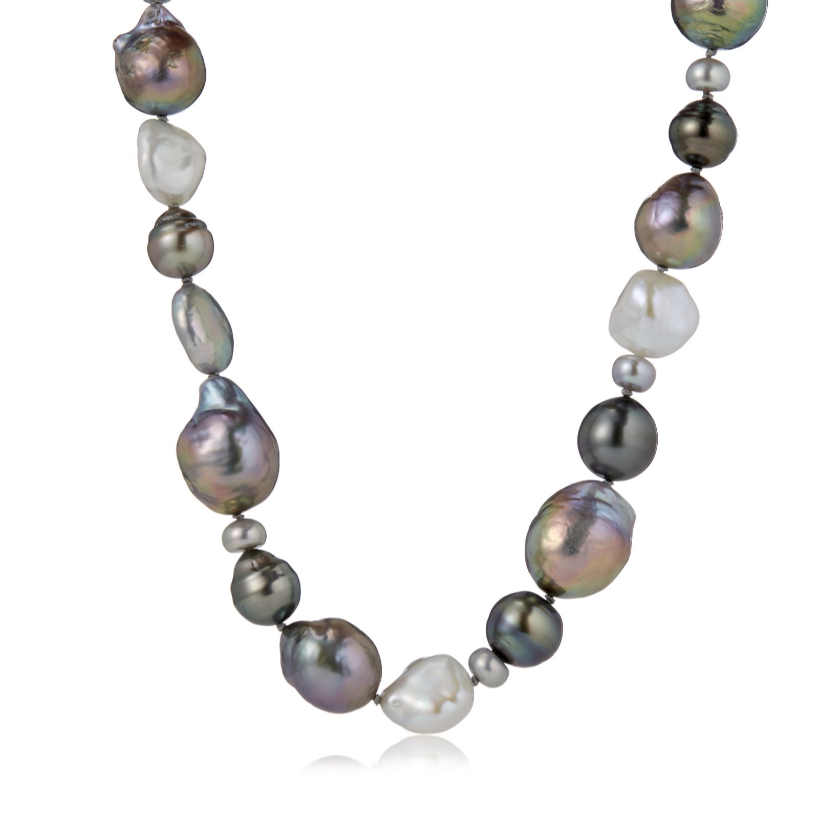 Lara Pearl Ming Keshi Tahitian & Cultured Baroque Pearl Necklace - QVC UK