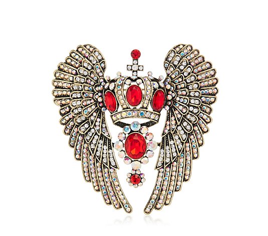 Butler & Wilson Crystal Crown & Wings Brooch