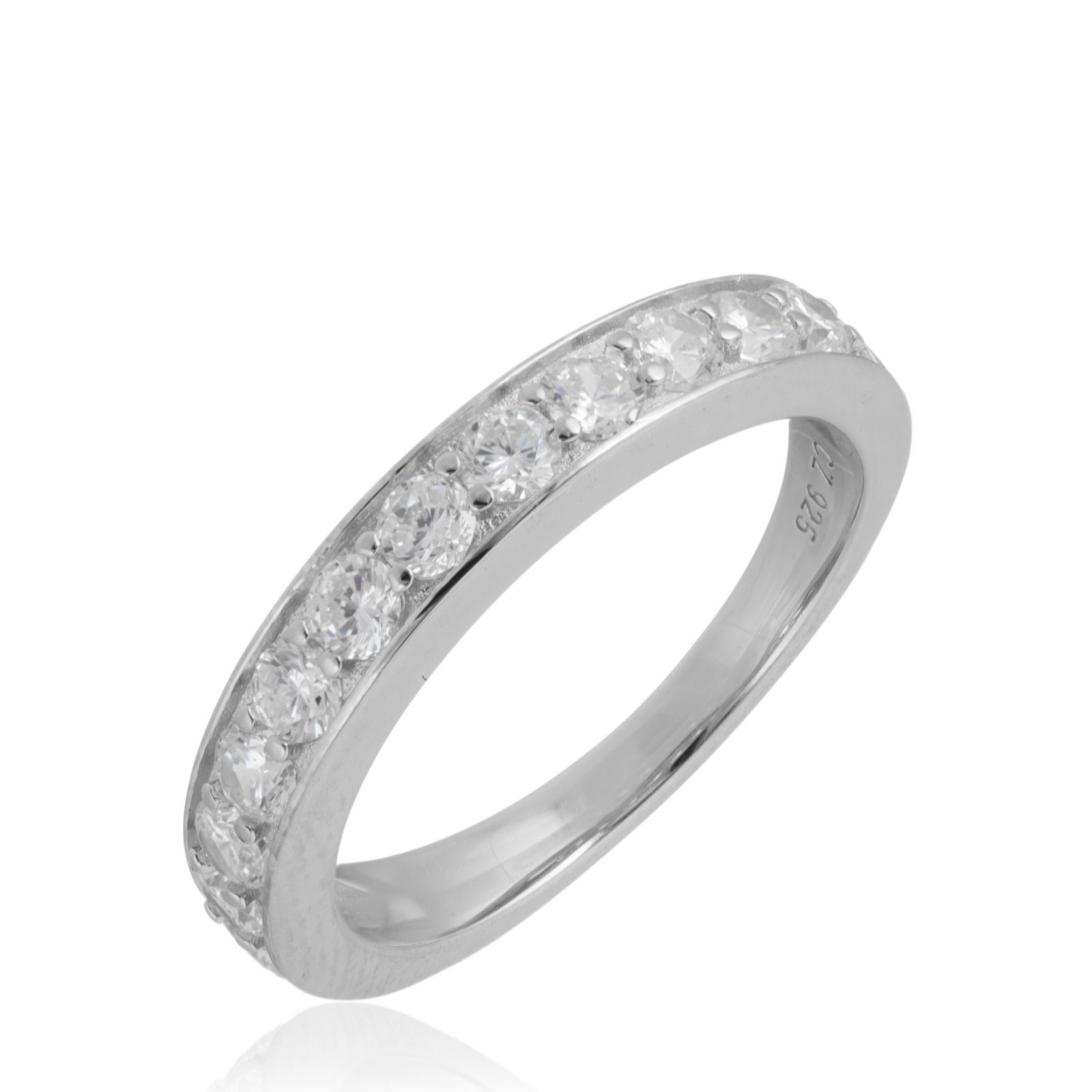 Diamonique 0.19ct tw Two Tone Eternity Ring Sterling Silver - QVC UK