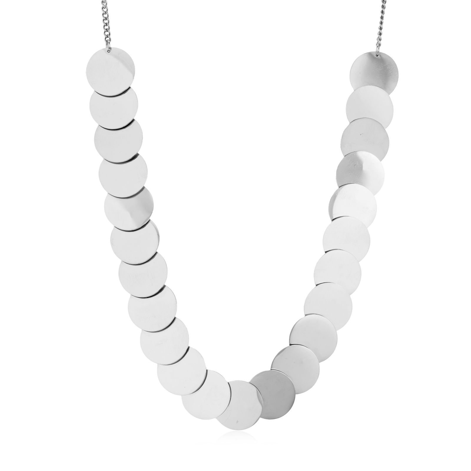 Steel by Diamonique Overlapping Disc Pendant Necklace Stainless Steel