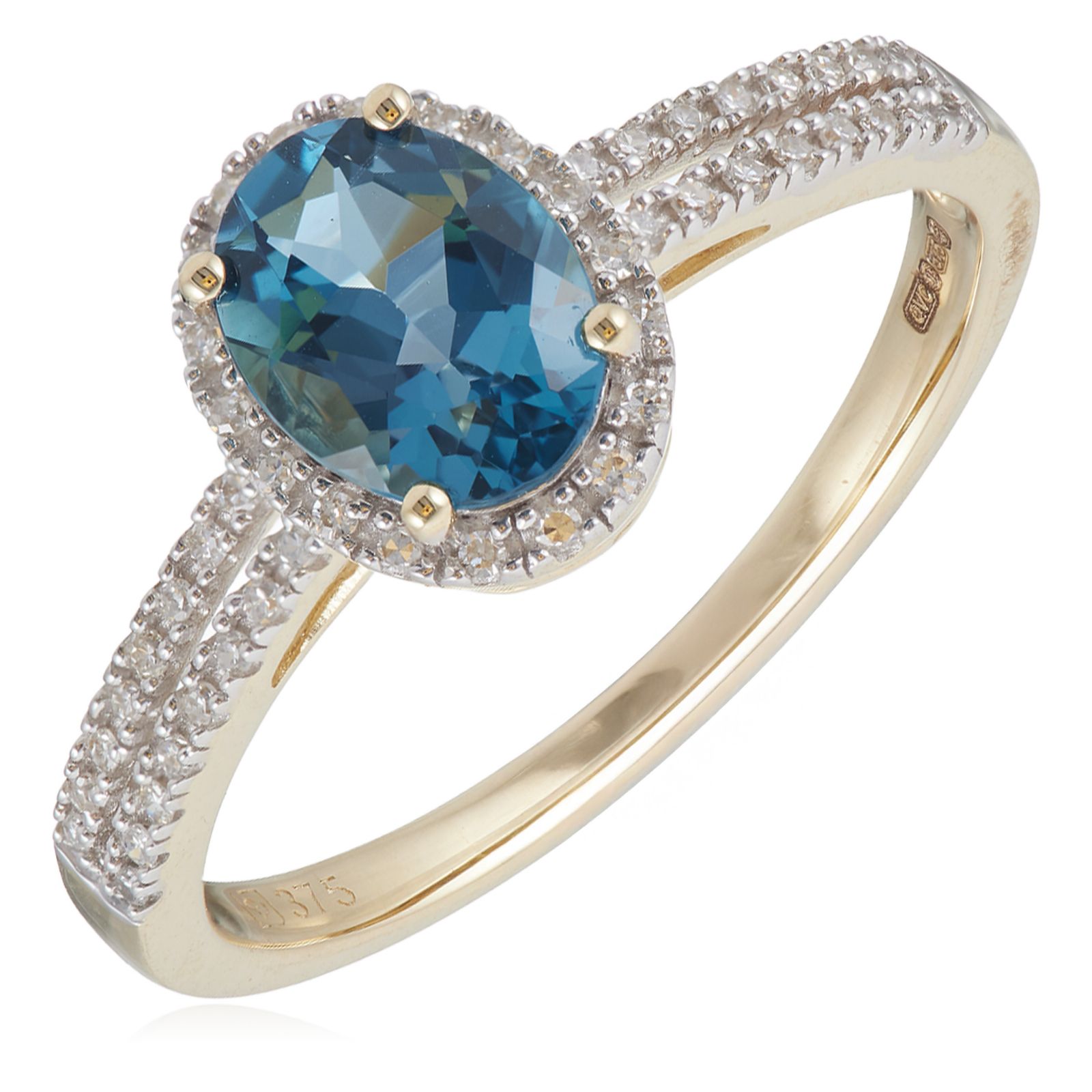 1ct Gemstone & 0.14ct Diamond Oval Ring 9ct Gold