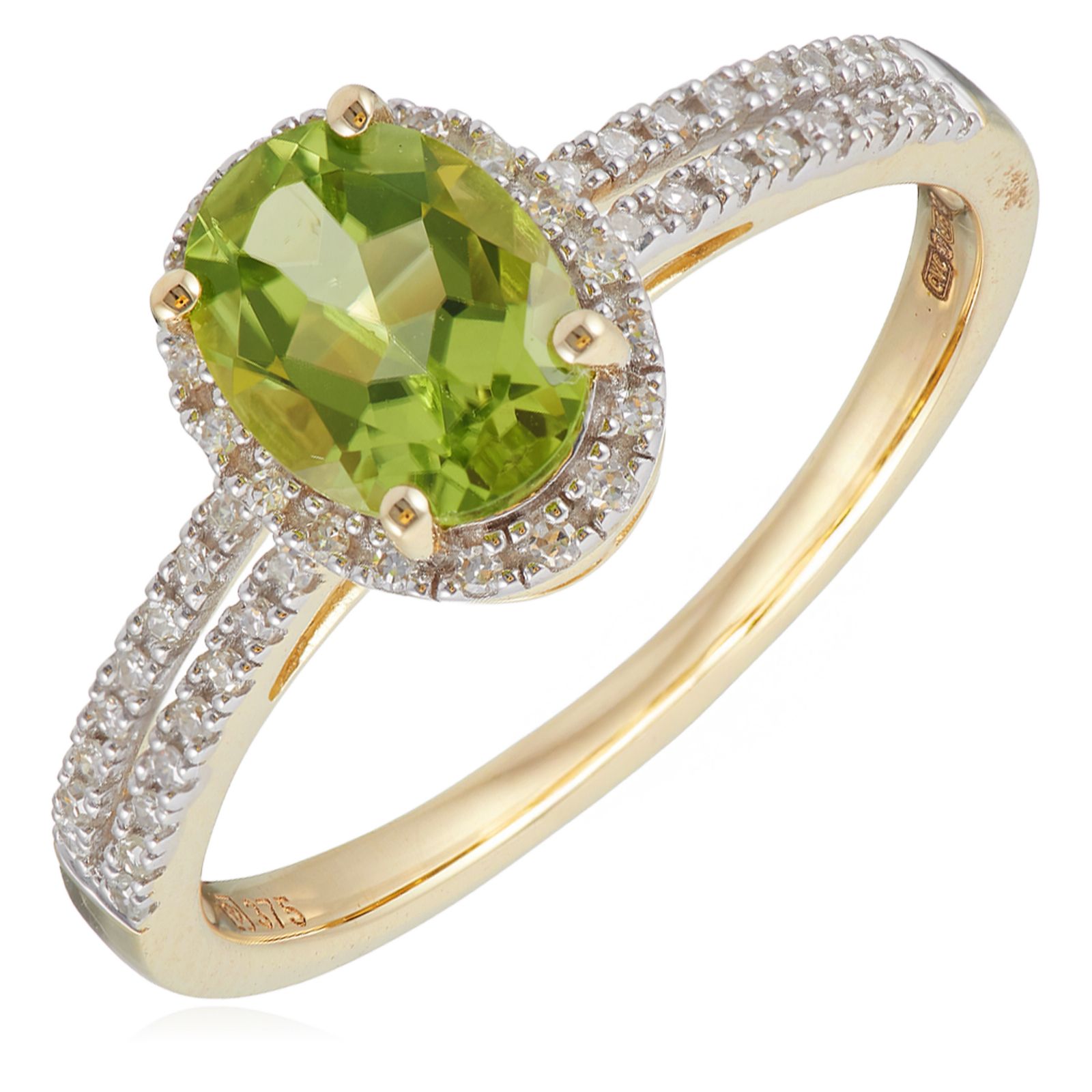 1ct Gemstone & 0.14ct Diamond Oval Ring 9ct Gold