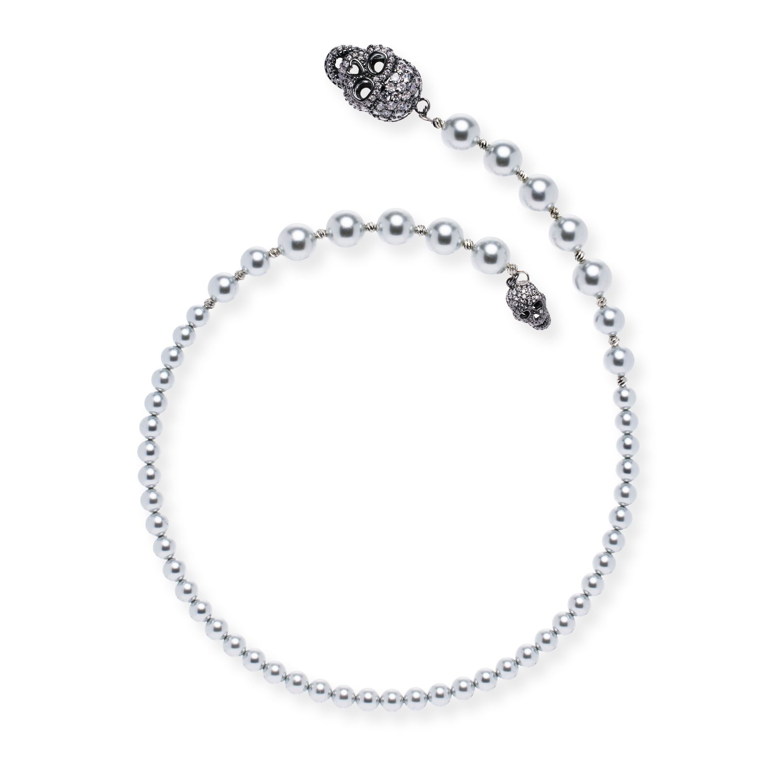 Butler & Wilson Wrap-Around Faux-Pearl Skull Necklace