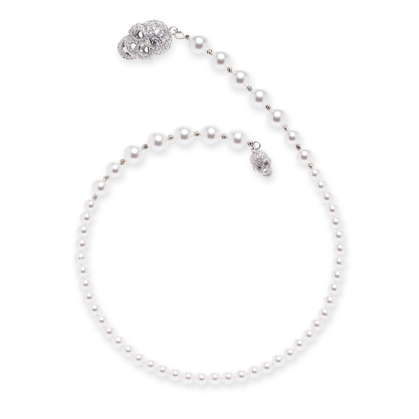 Butler & Wilson Wrap-Around Faux-Pearl Skull Necklace