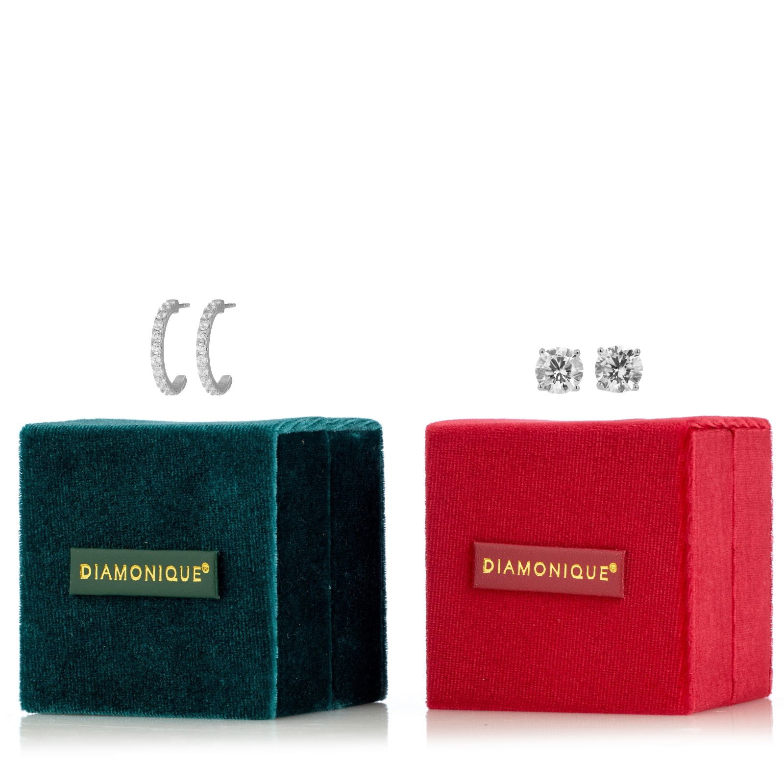 Diamonique 2.3ct tw Set of 2 Earrings in Gift Box Sterling Silver