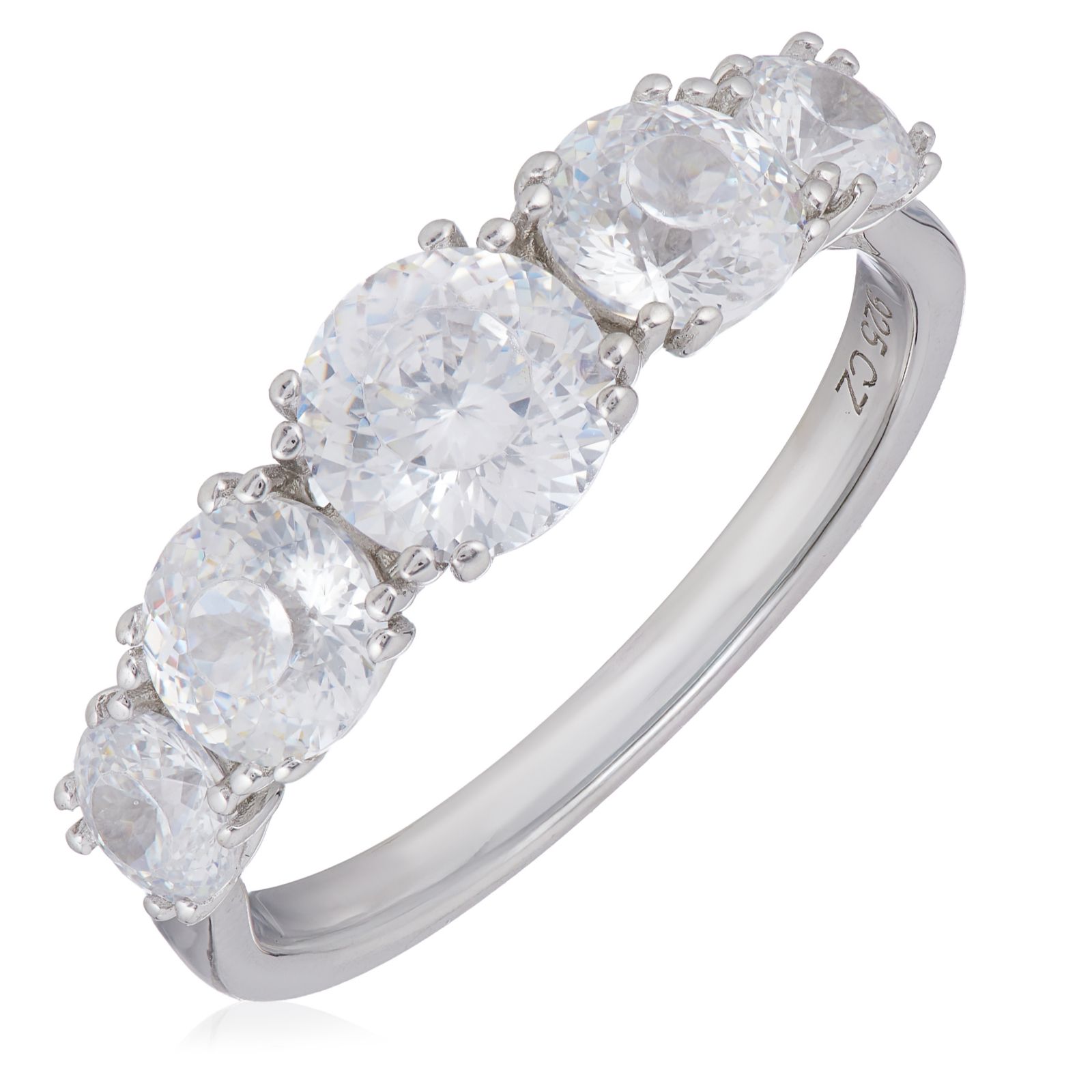 Diamonique 2.4ct tw Kaleidoscope Cut 5 Stone Ring Sterling Silver