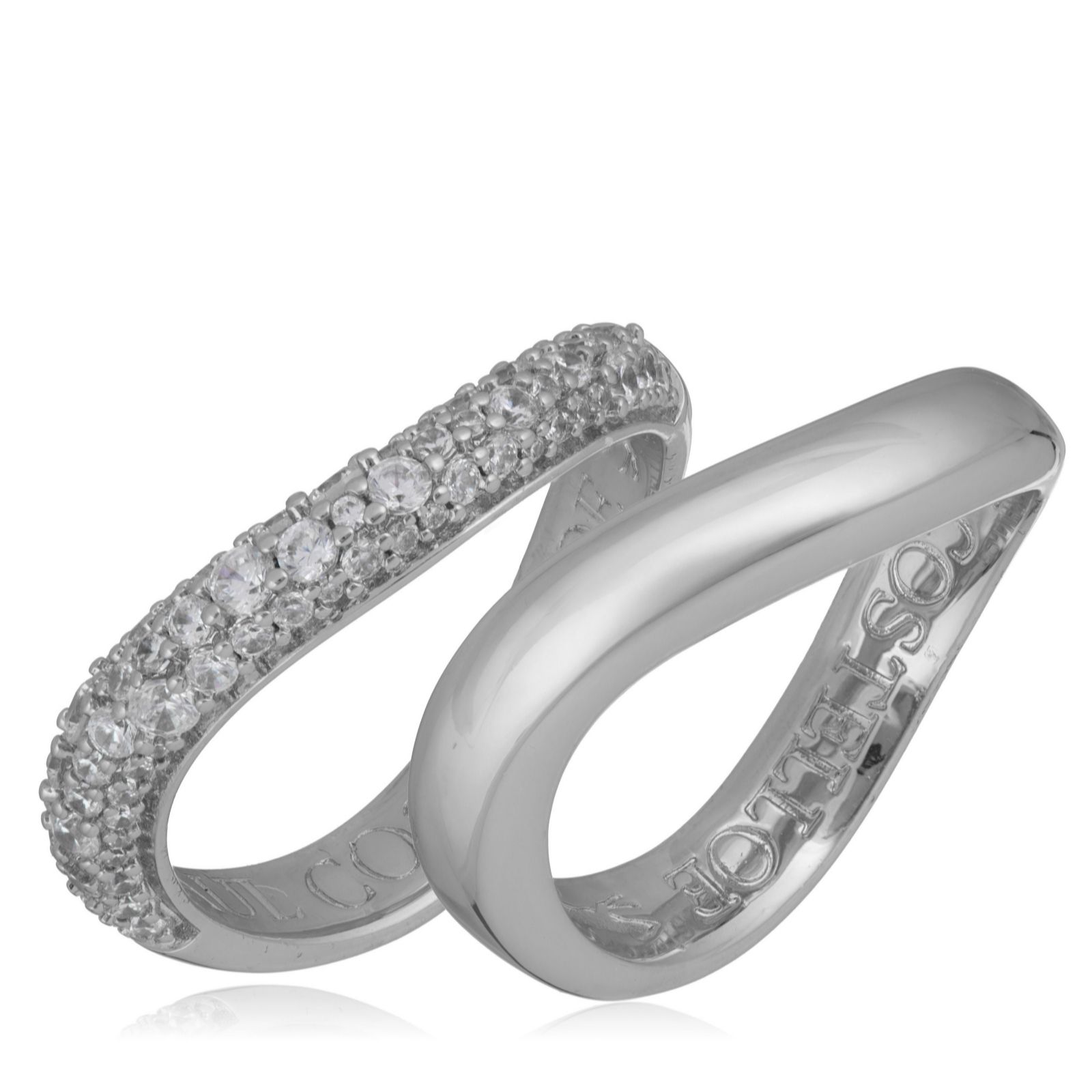 Paul Costello for Diamonique Wave Stack Set of 2 Rings