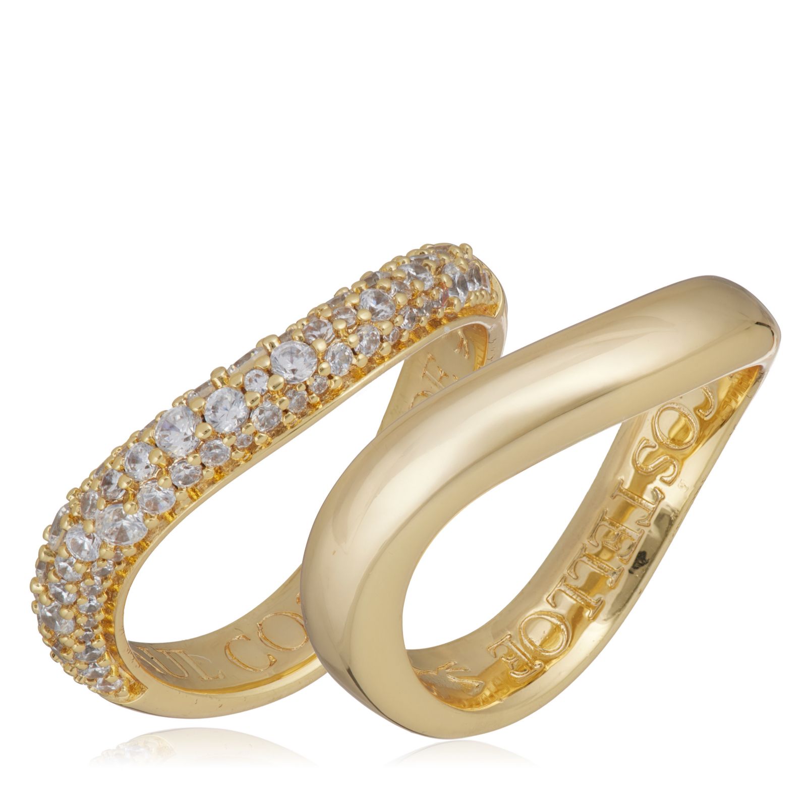 Paul Costello for Diamonique Wave Stack Set of 2 Rings