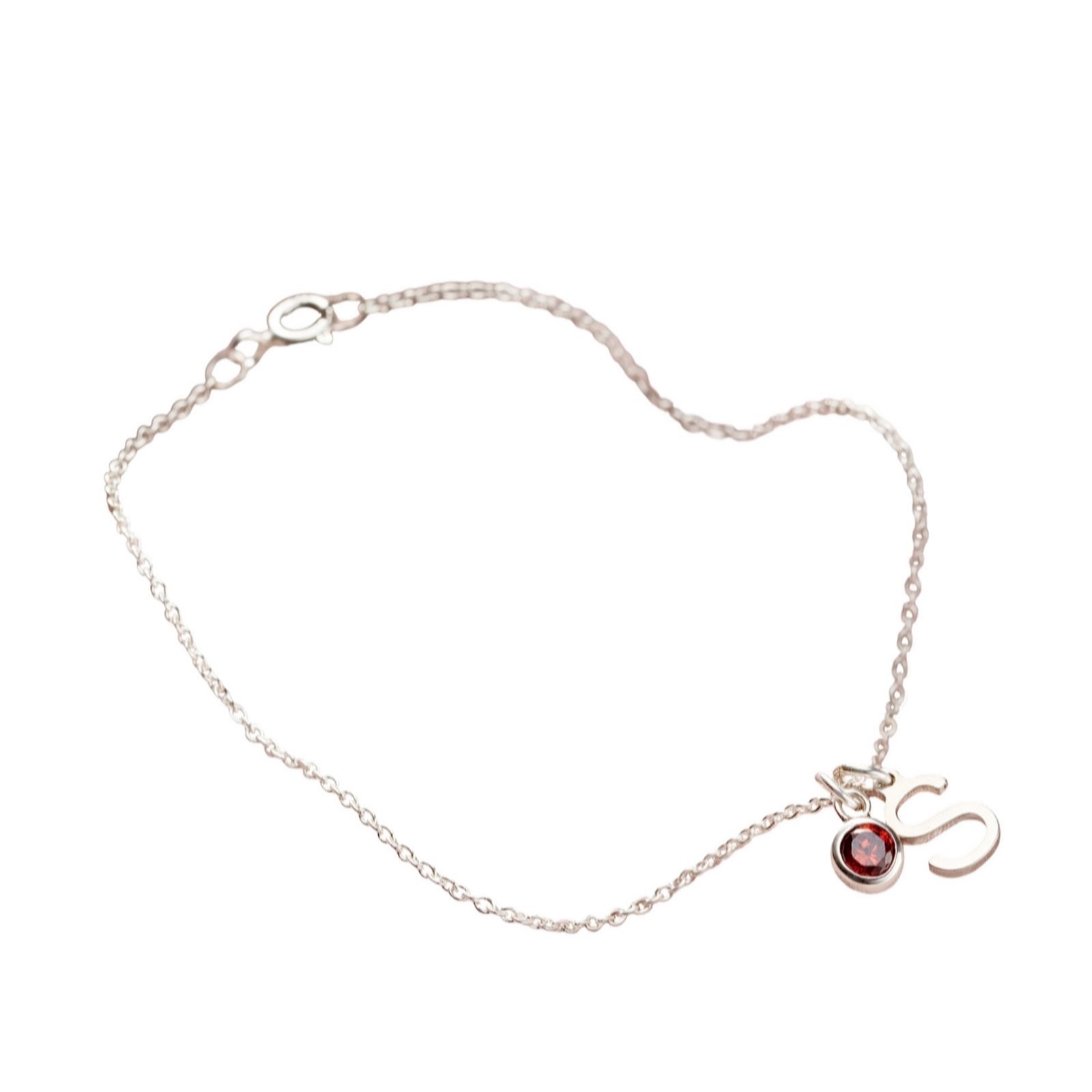 Posh Totty Designs Personalised Birthstone & Initial Charm Bracelet