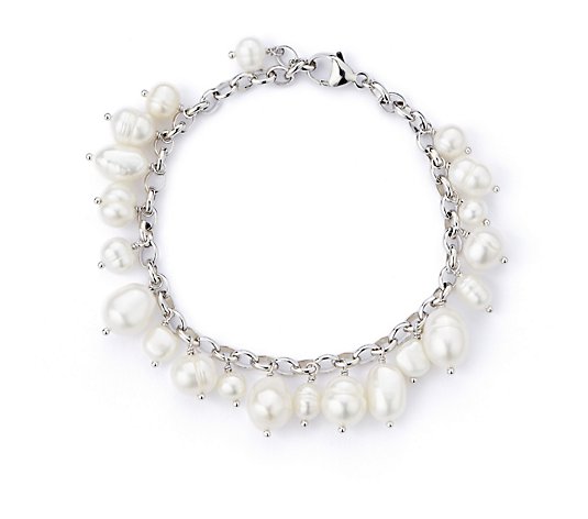 Lara Pearl Mixed Baroque Culture Pearl Charm Bracelet Sterling Silver