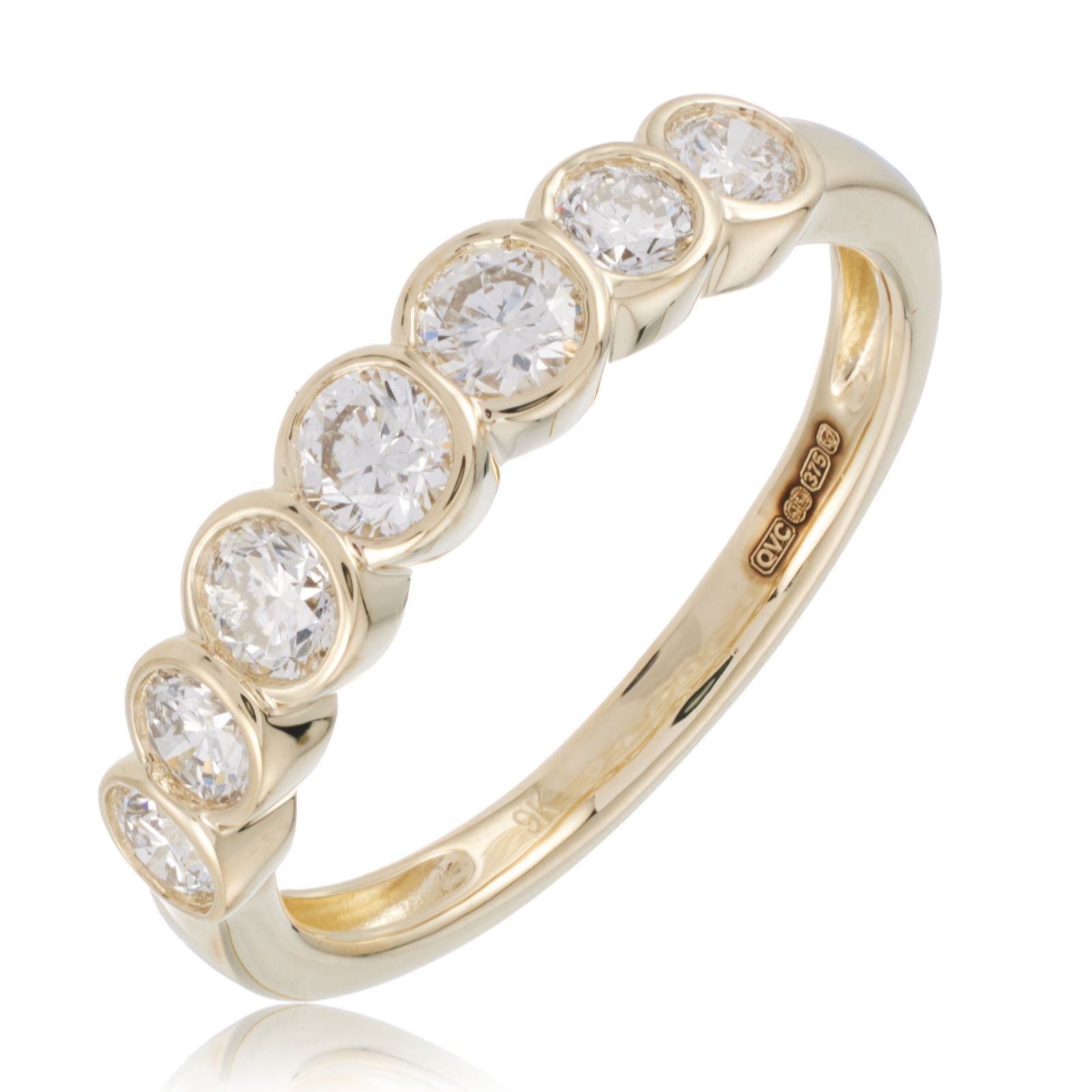 0.75ct Diamond Bezel Eternity Ring 9ct Gold - QVC UK