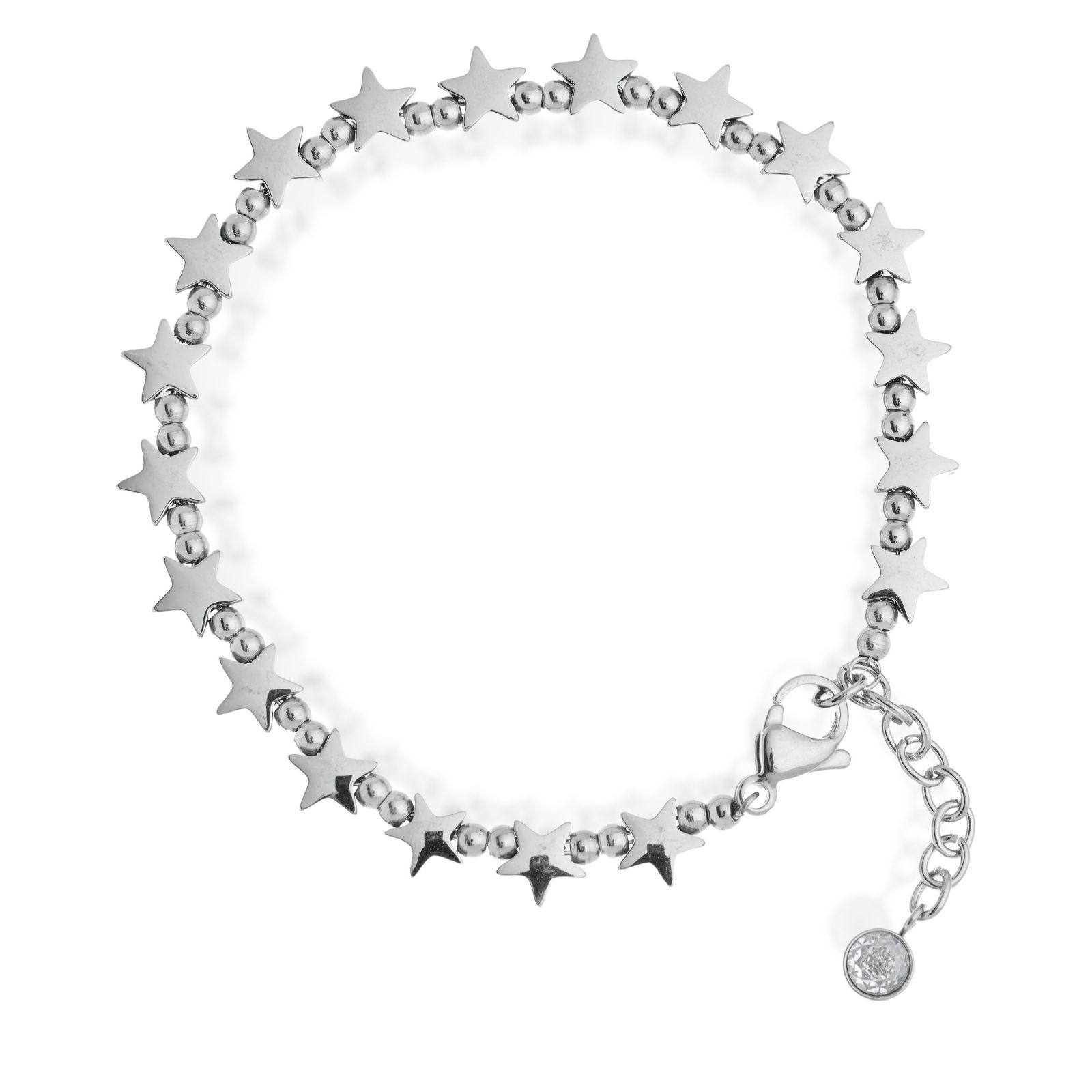 Steel by Diamonique Star and Ball Bead Bracelet Stainless Steel