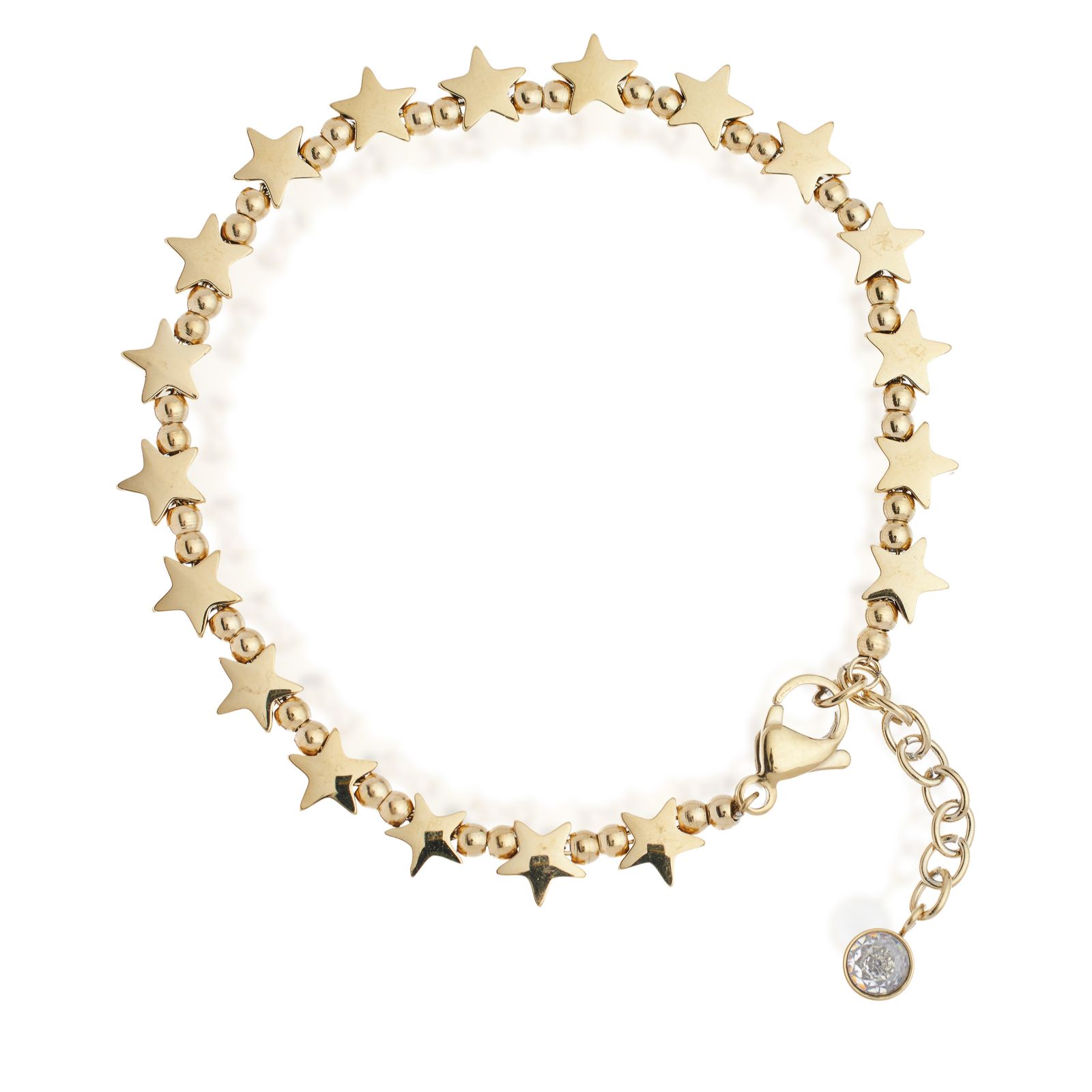 Steel by Diamonique Star and Ball Bead Bracelet Stainless Steel