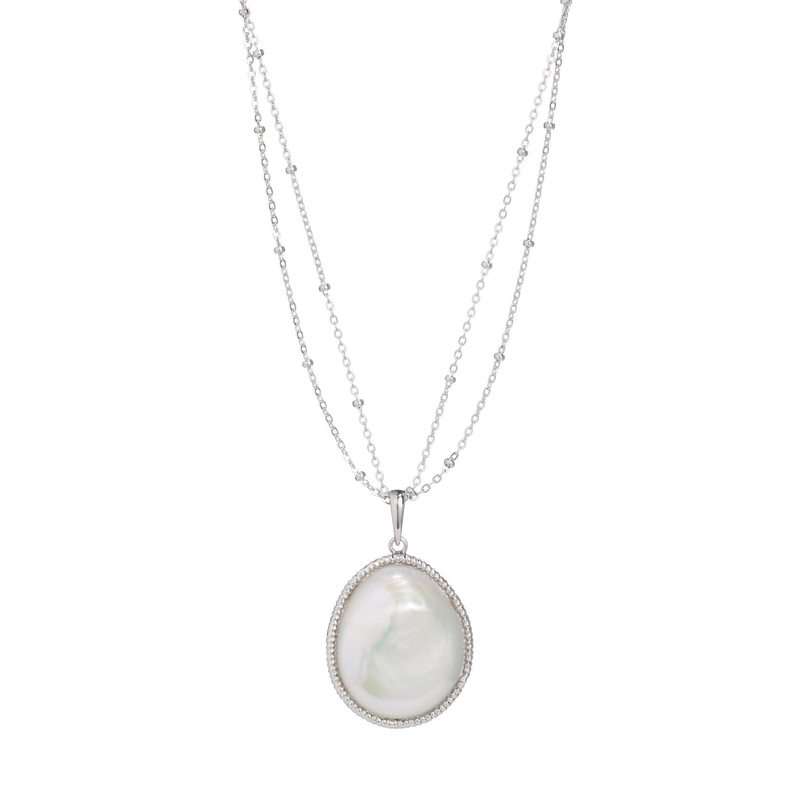 Lara Pearl 18mm Coin Pearl Pendant & 45cm Chain Sterling Silver