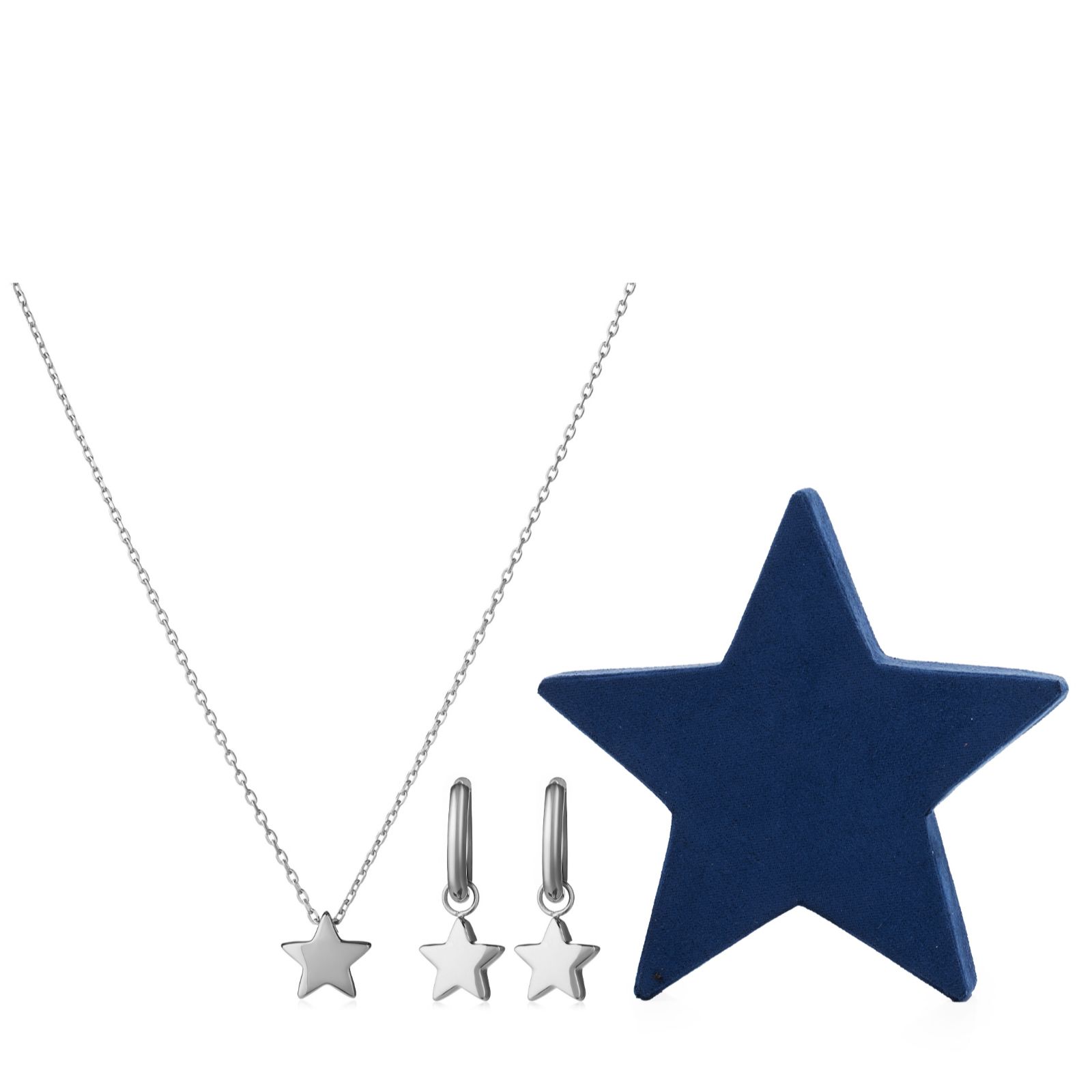 Steel by Diamonique Star Necklace & Earring Set Stainless Steel