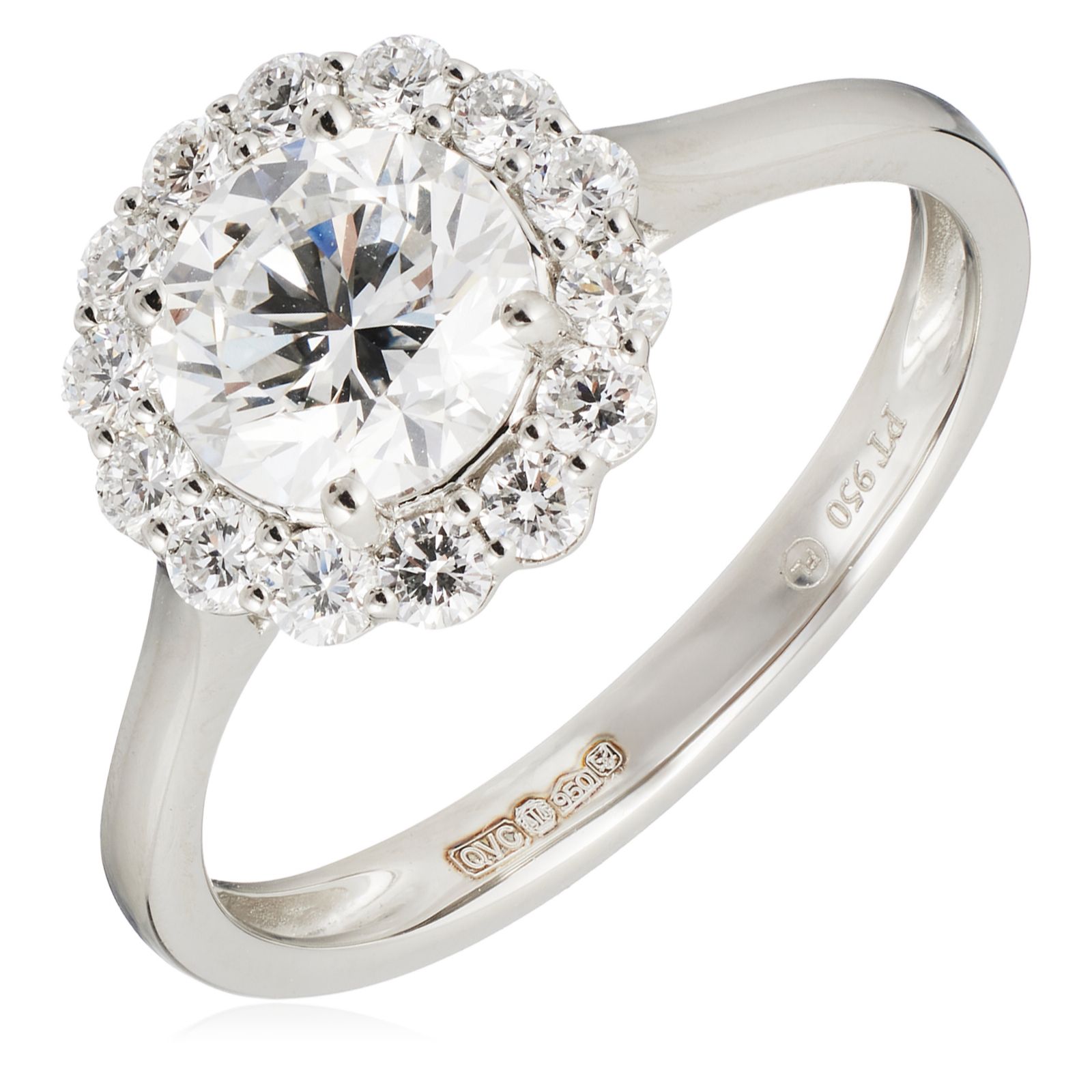 Fire Light 1.3ct Lab Grown Diamond Cluster Solitaire Ring Platinum