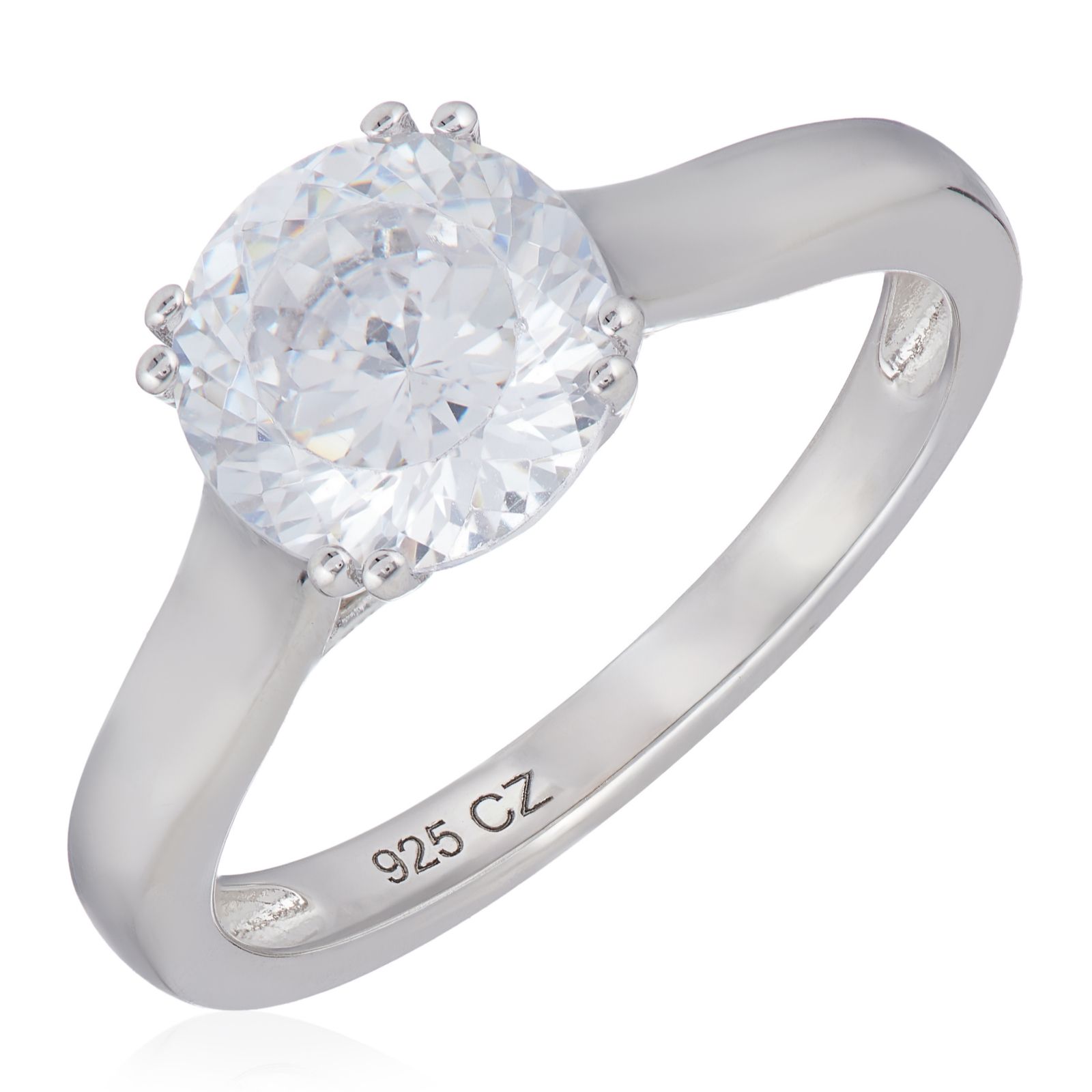 Diamonique 2ct tw Kaleidoscope Cut Solitaire Ring Sterling Silver