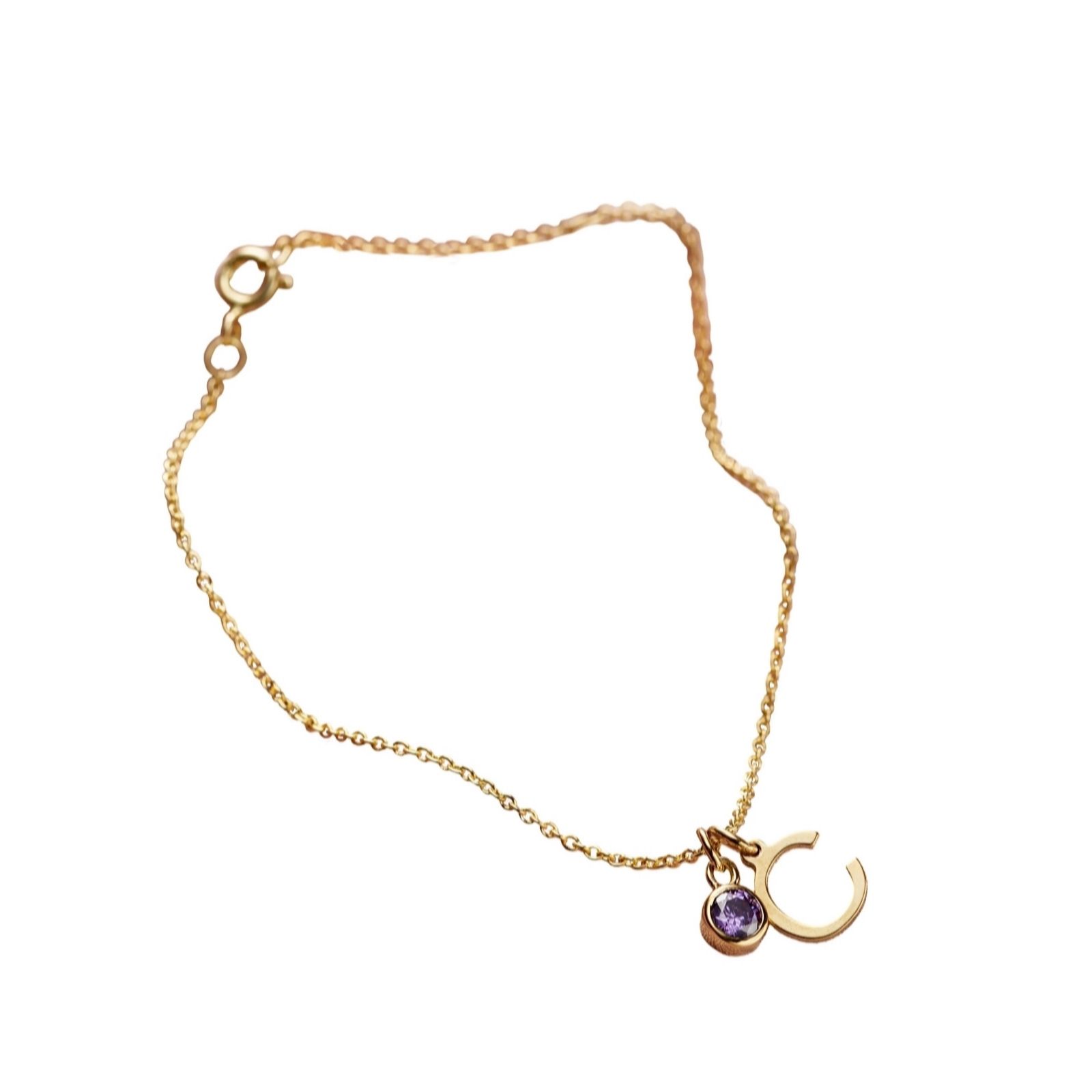 Posh Totty Designs Personalised Birthstone & Initial Charm Bracelet