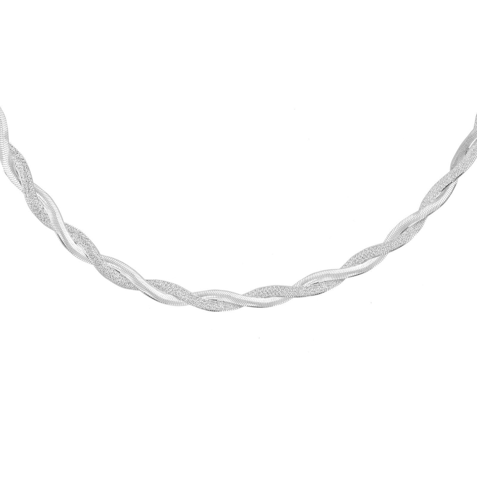 Faith & Brown Italian Crafted Double Herringbone Weave Necklace Sterling Silver