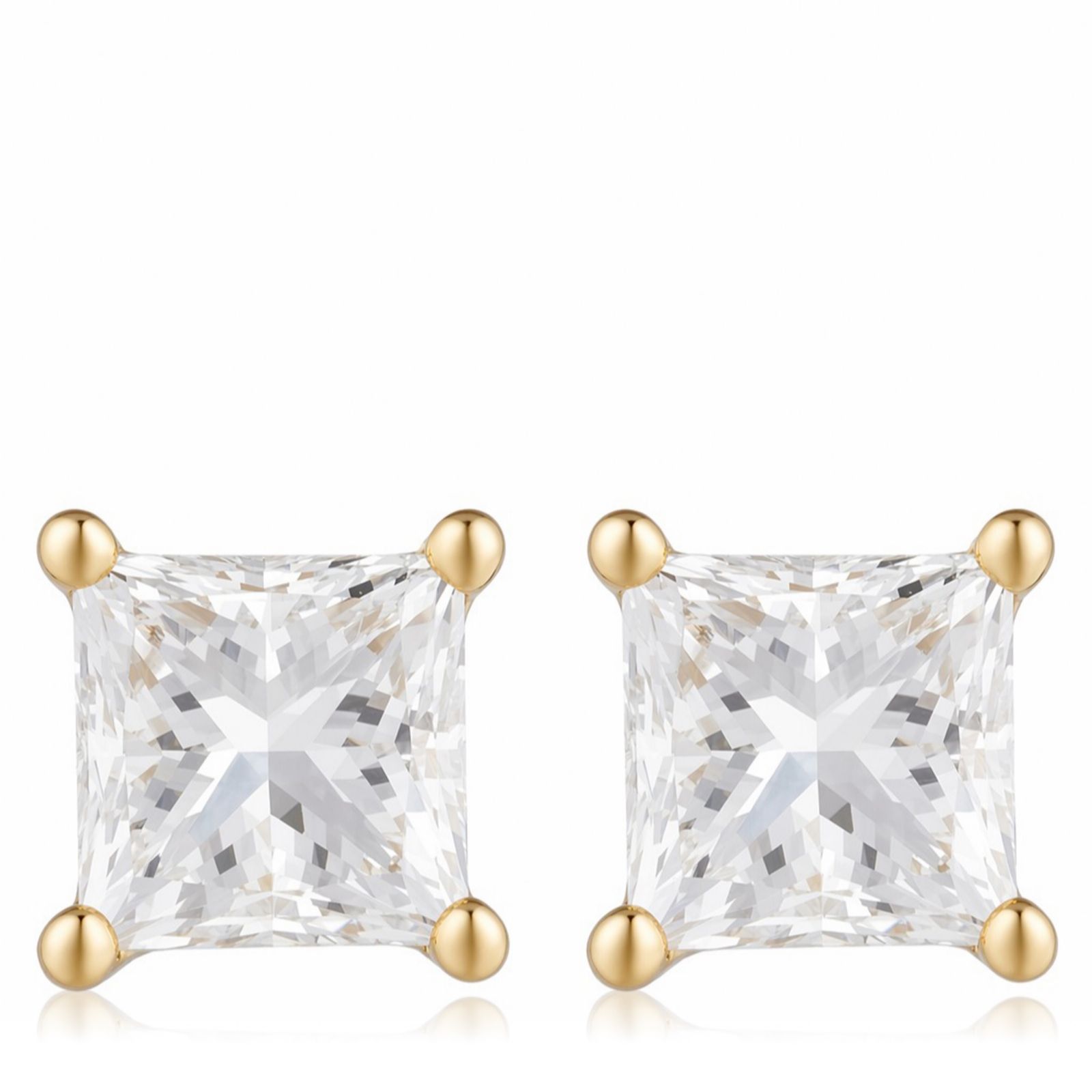 Fire Light 1.5ct Lab Grown Diamond Princess Cut Stud Earrings 9ct Gold