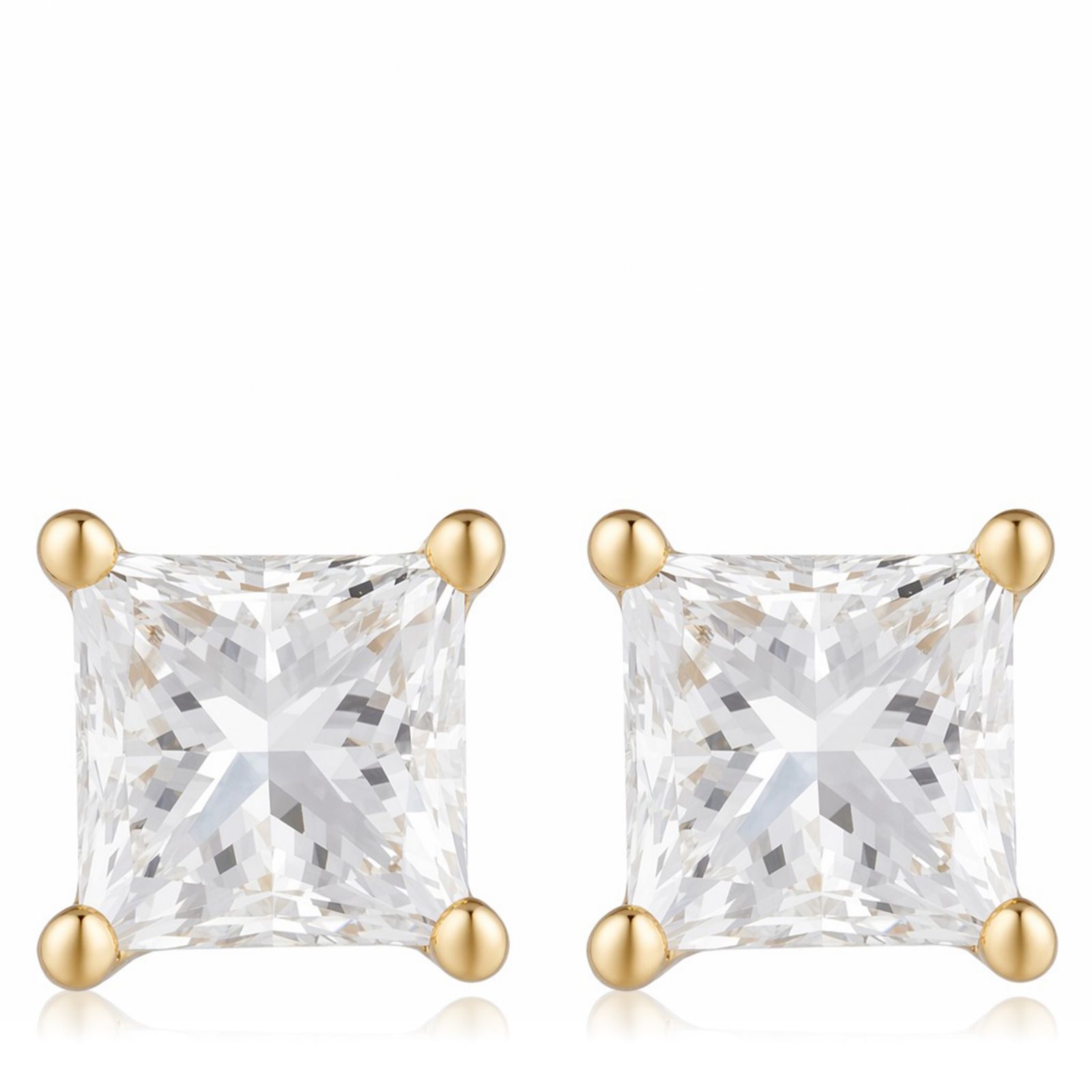 Fire Light 1.5ct Lab Grown Diamond Princess Cut Stud Earrings 9ct Gold