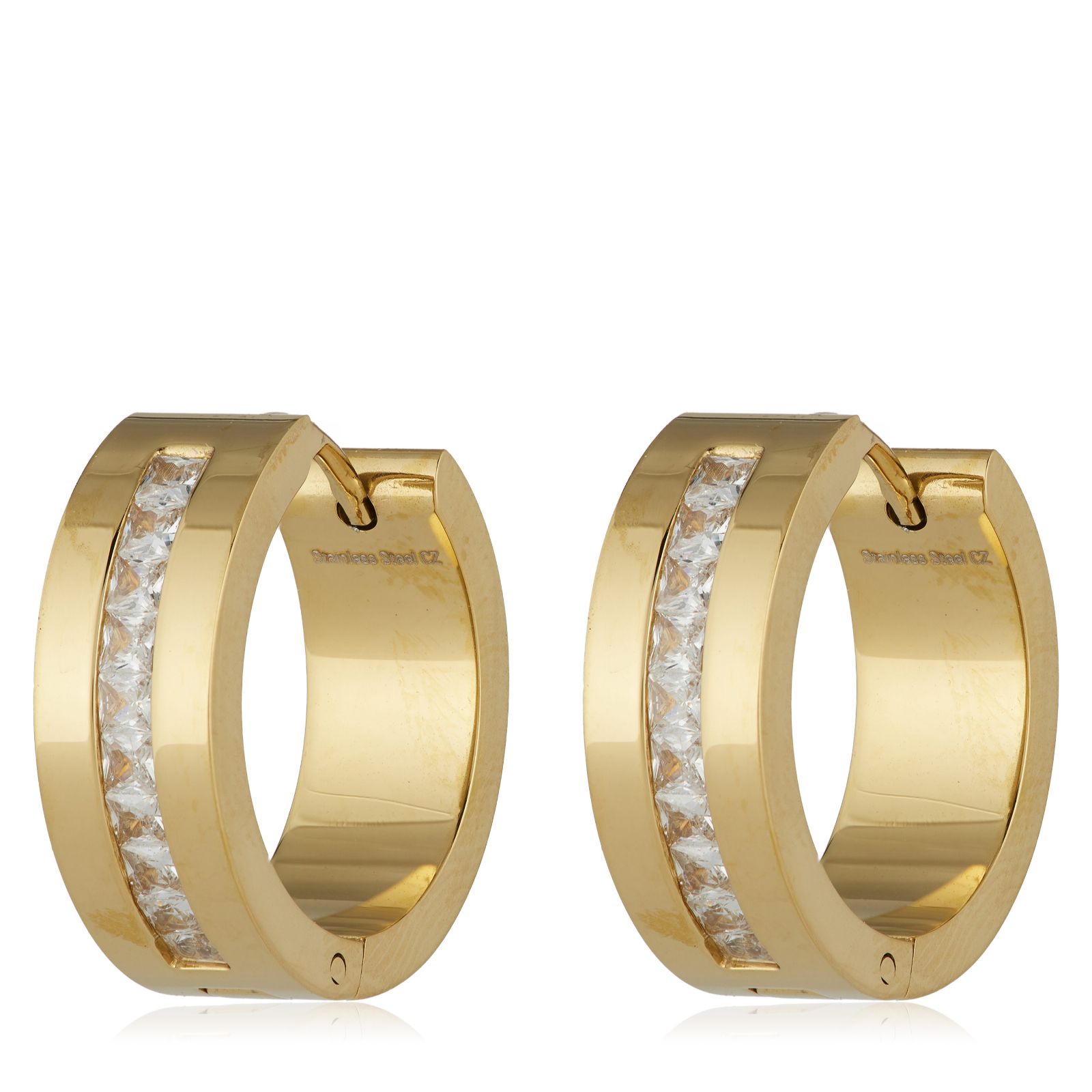Steel By Diamonique Chunky Hoop Earrings