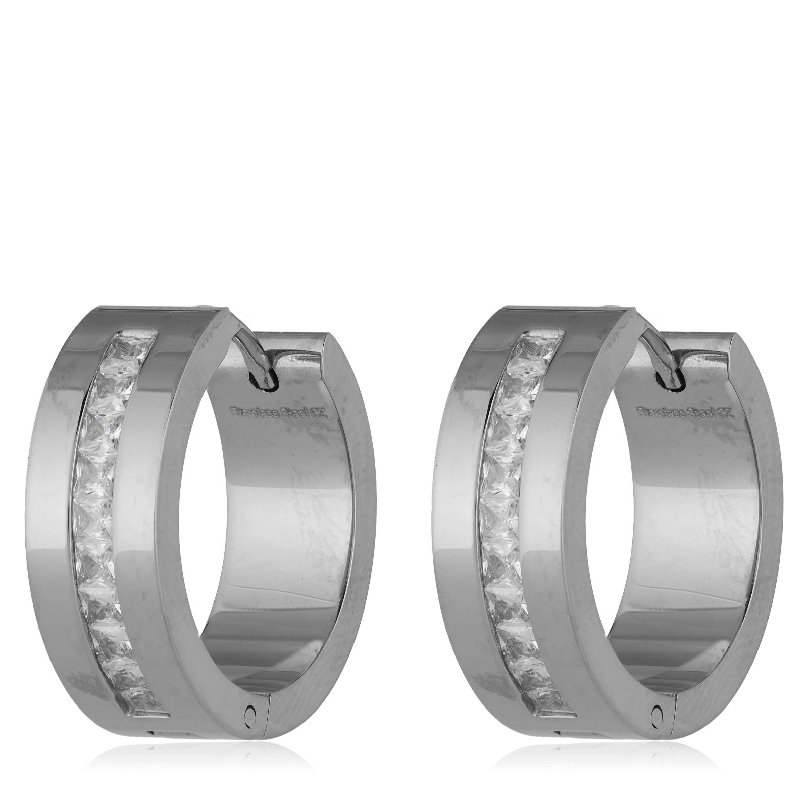 Steel By Diamonique Chunky Hoop Earrings