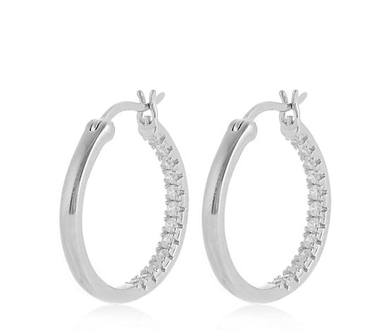 Diamonique 0.6ct Inside Out Polished Hoops Sterling Silver