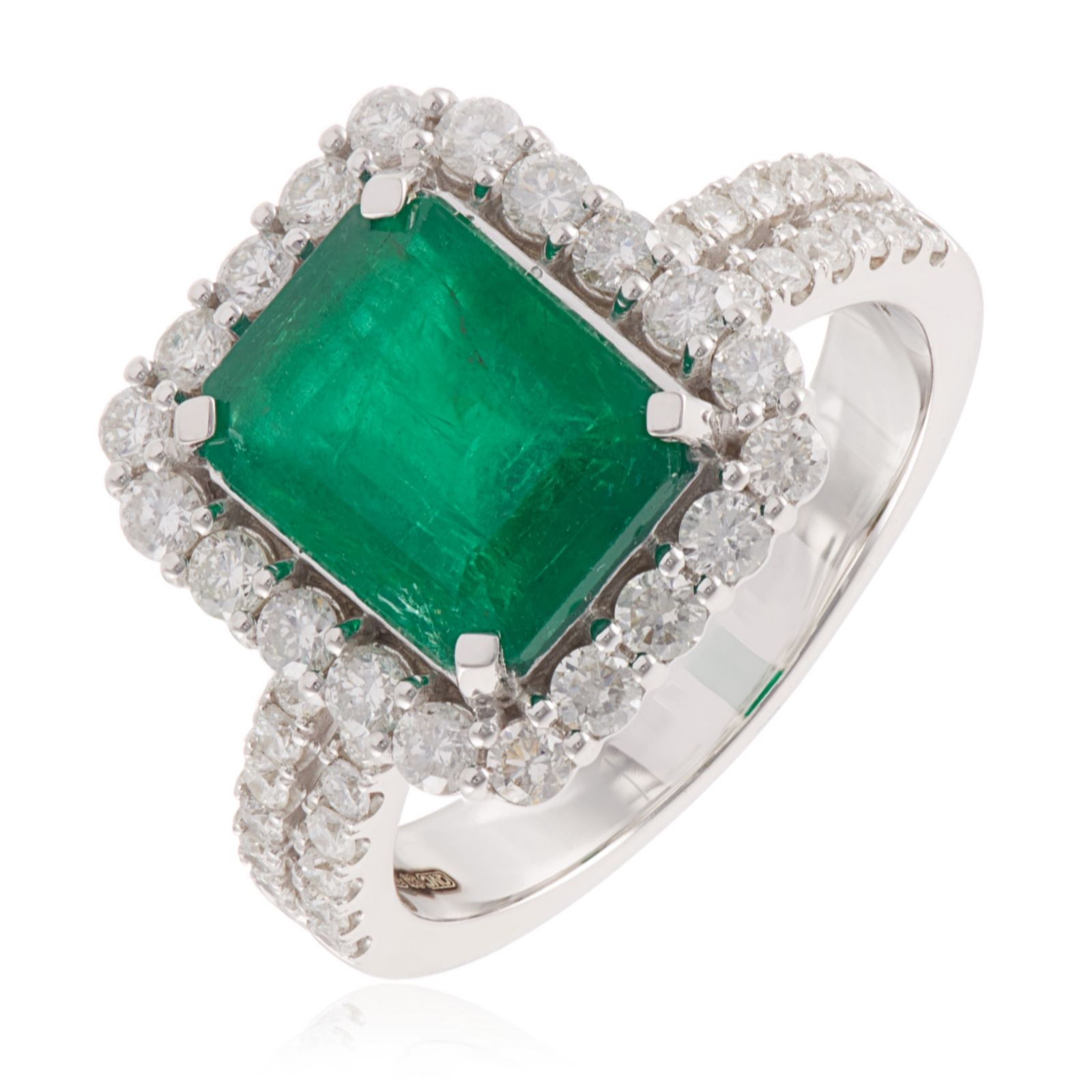 3.00ct Zambian Emerald Octagon & 1.00ct Diamond Halo Ring 14ct Gold ...