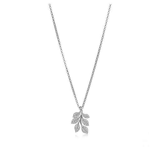 Diamonique 0.33ct tw Organic Leaves Pendant with 18" Chain Sterling Silver